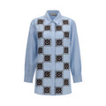Alemais Blaues Leinenhemd mit Muster