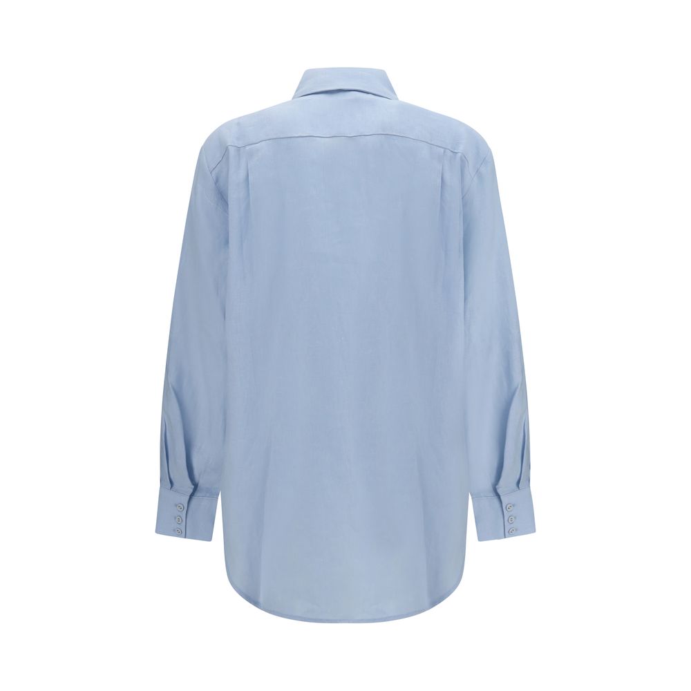 Alemais Blaues Leinenhemd mit Muster