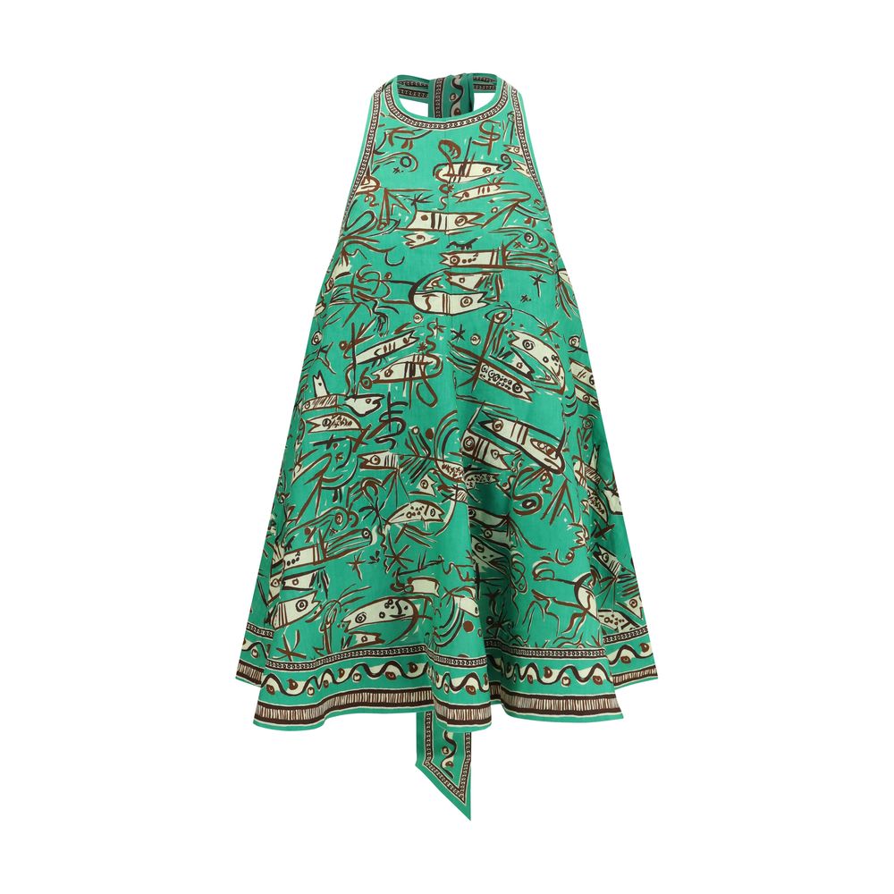 Alemais Grünes Leinen-Freizeitkleid