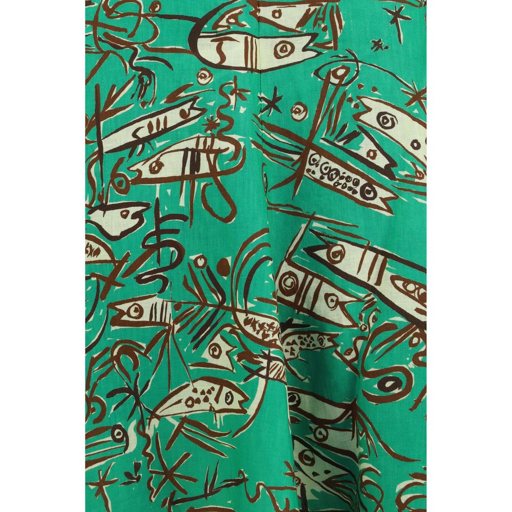 Alemais Grünes Leinen-Freizeitkleid