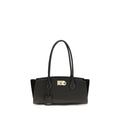 Ferragamo Schwarze Bos Taurus Kalbsleder Schultertasche
