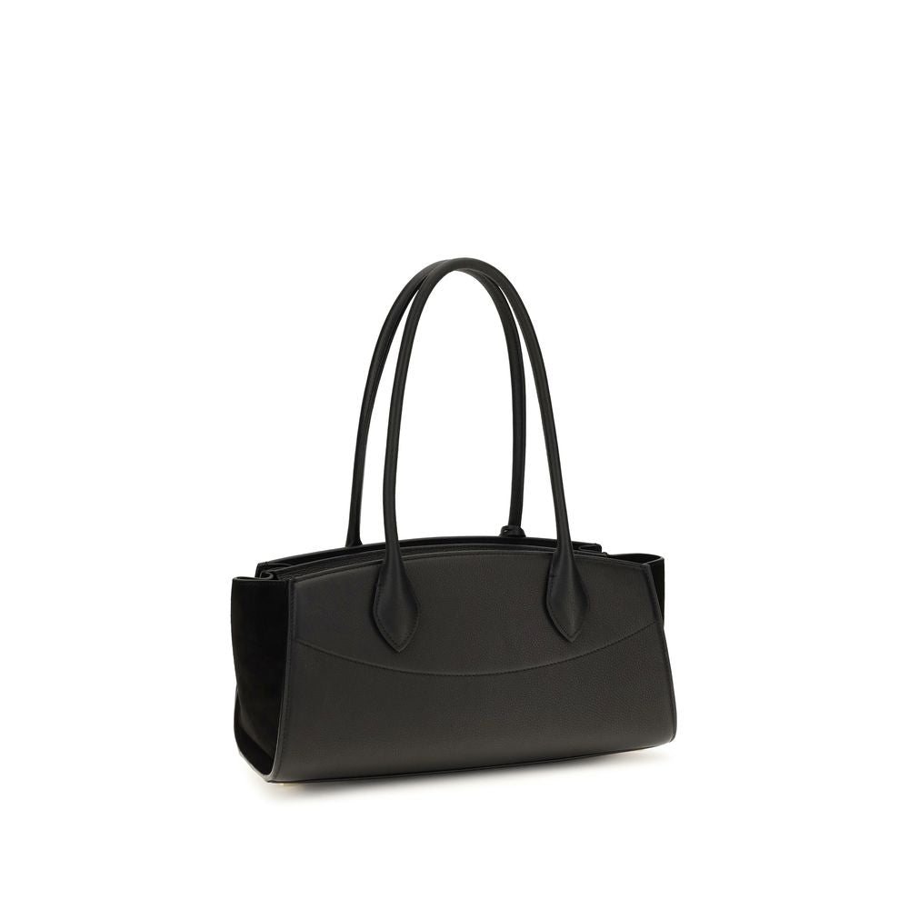 Ferragamo Schwarze Bos Taurus Kalbsleder Schultertasche