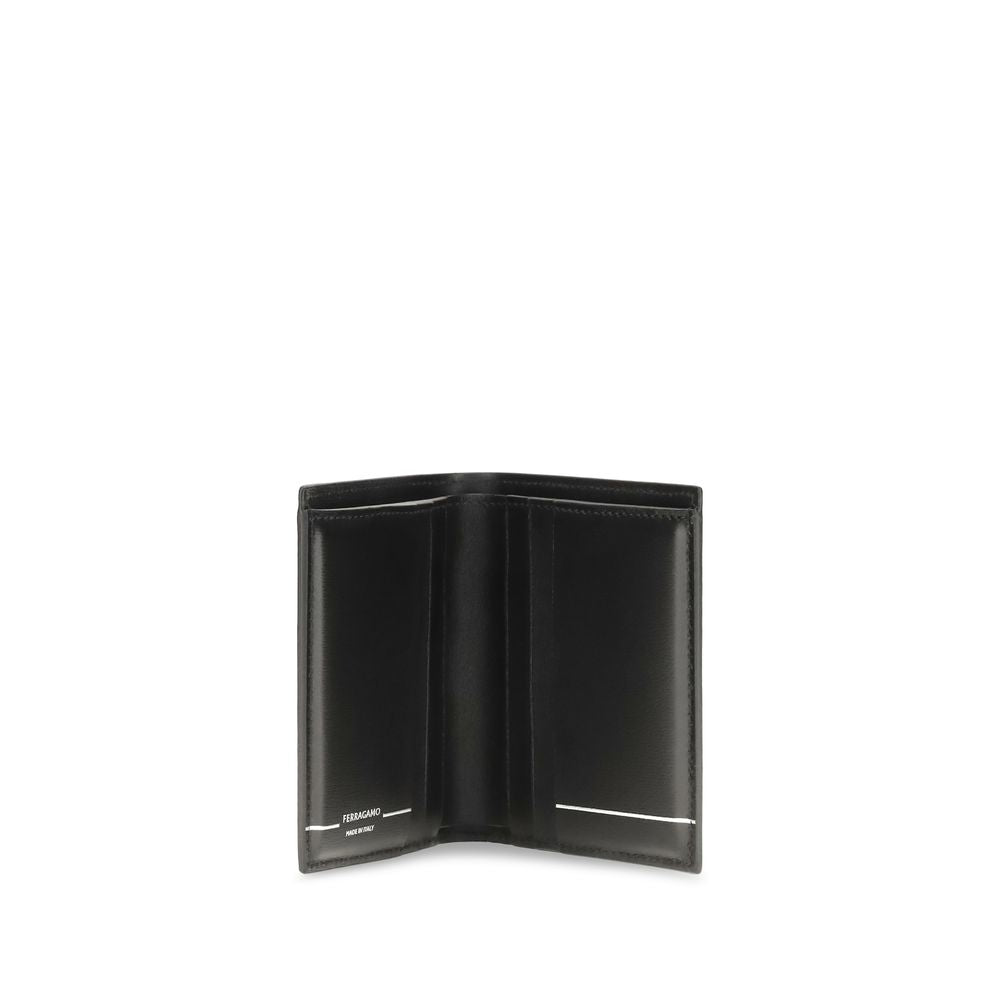 Ferragamo Schwarzes Kalbsleder Bos Taurus Portemonnaie