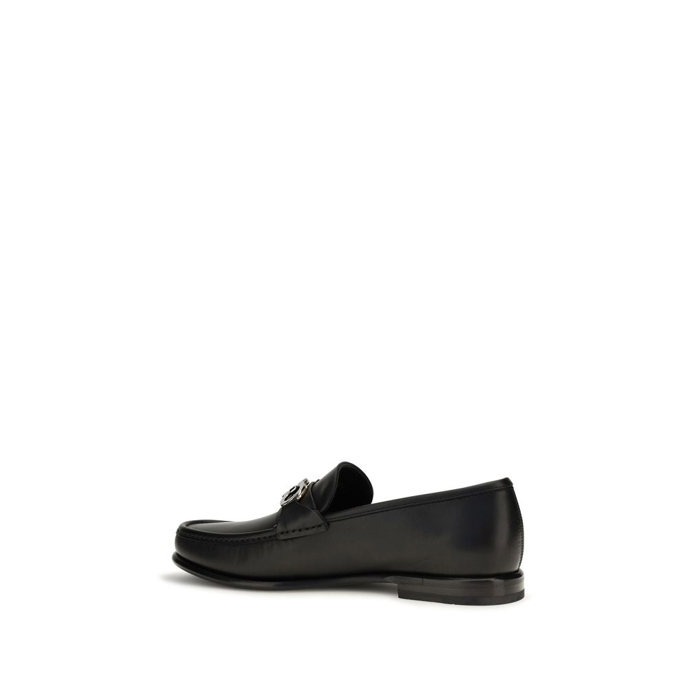 Ferragamo Schwarze "Bos Taurus" Kalbsleder Loafer zum Hineinschlüpfen