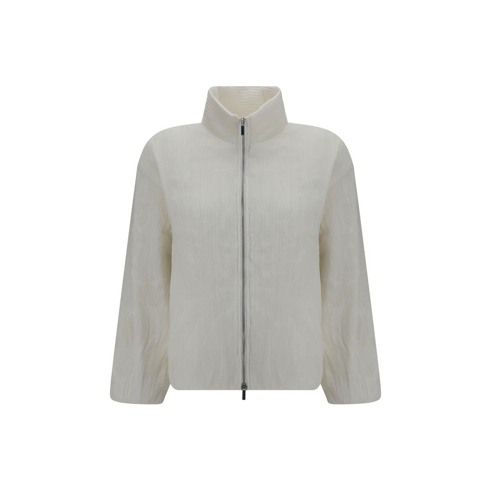 Gongdid Design Weiße Polyester-Jacke in voller Länge