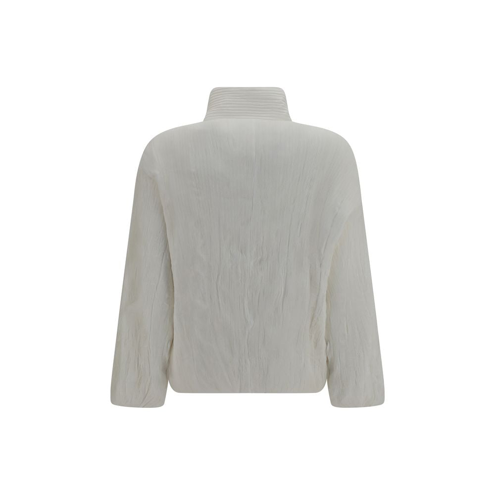Gongdid Design Weiße Polyester-Jacke in voller Länge