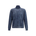 Etro Blauer Seidenrollkragenpullover