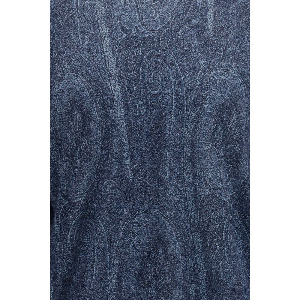 Etro Blauer Seidenrollkragenpullover