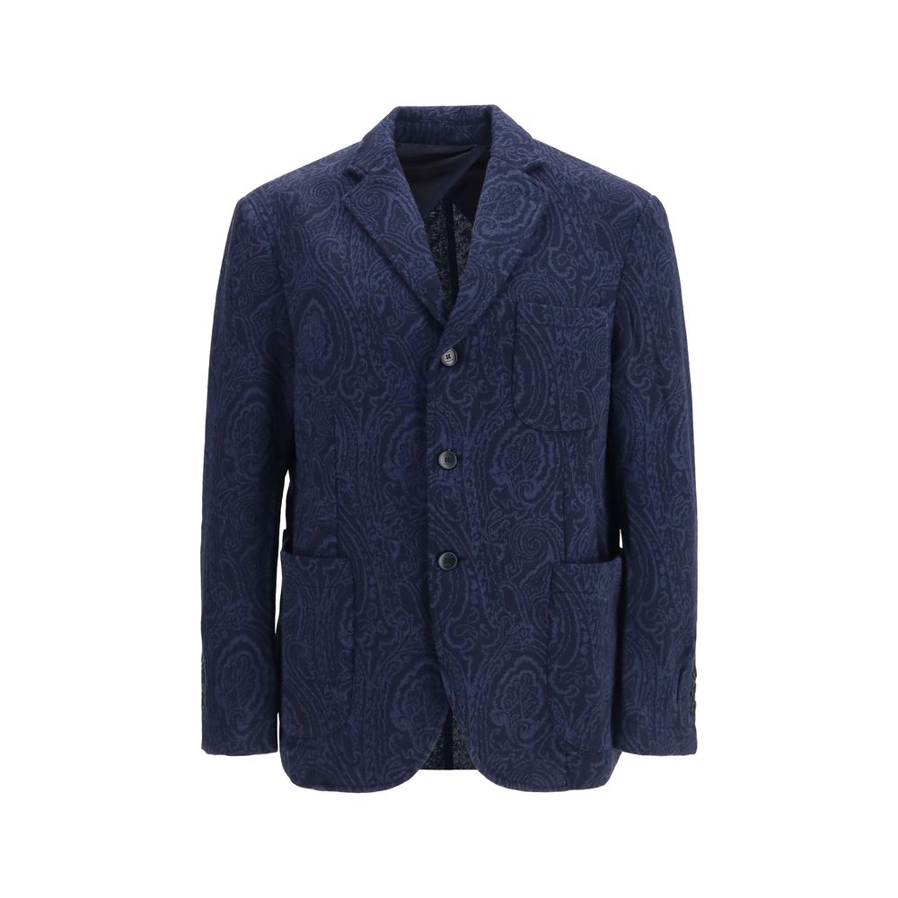 Etro Blaue Jacke aus Lammwolle Aries