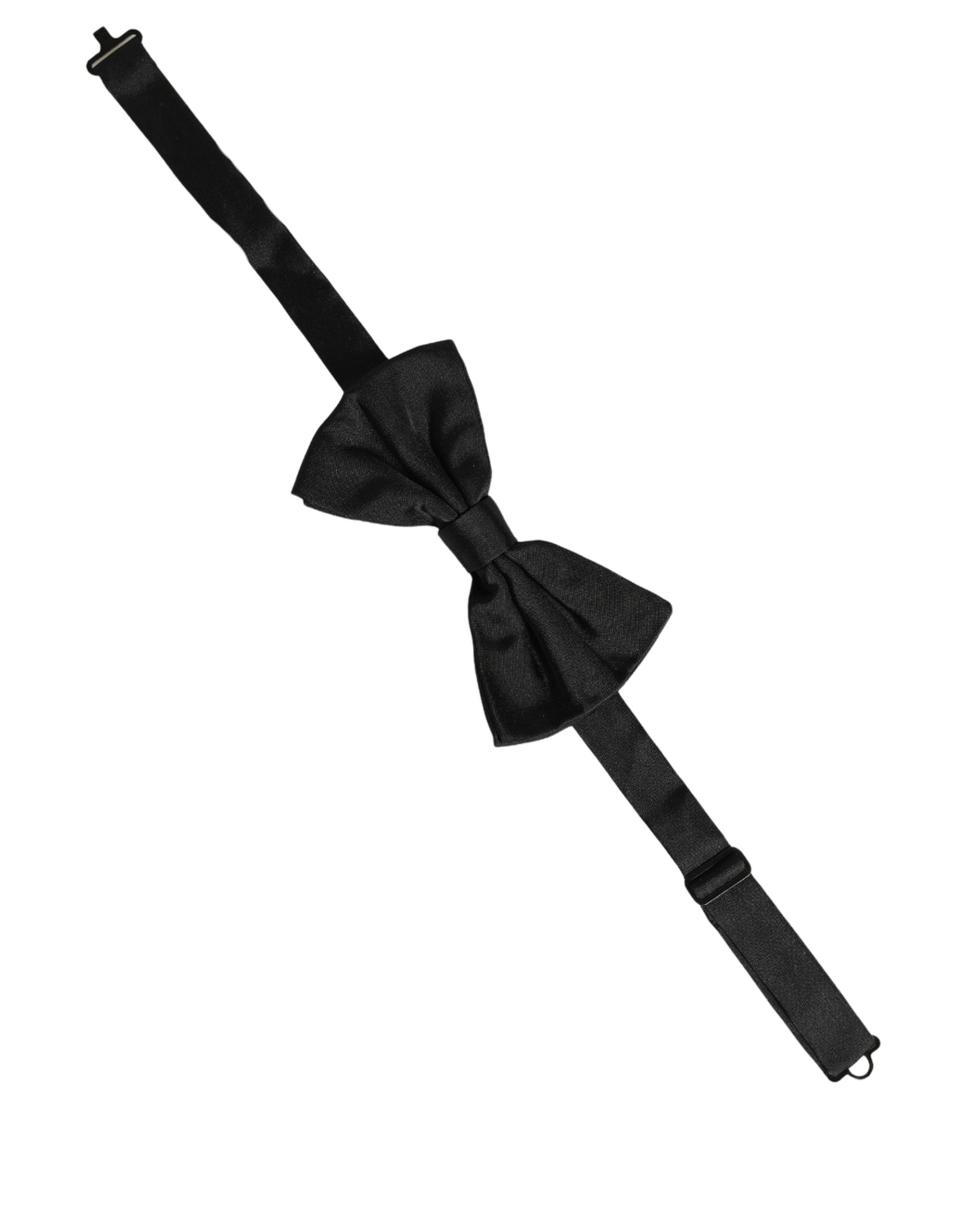 Dolce & Gabbana Herren Schwarze 100% Seide Verstellbare Krawatte Fliege