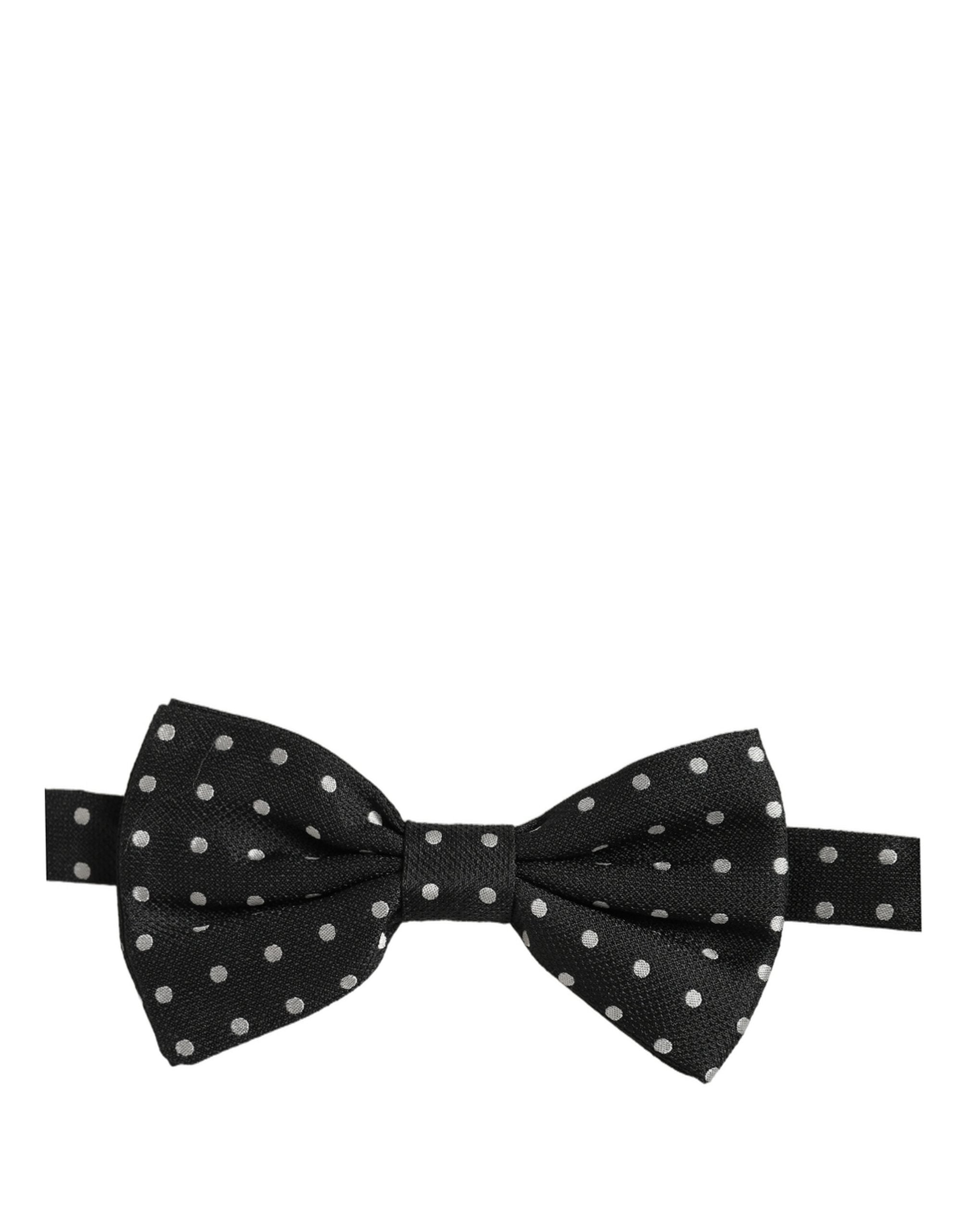 Dolce & Gabbana Schwarze und weiße gepunktete, verstellbare Papillon-Fliege