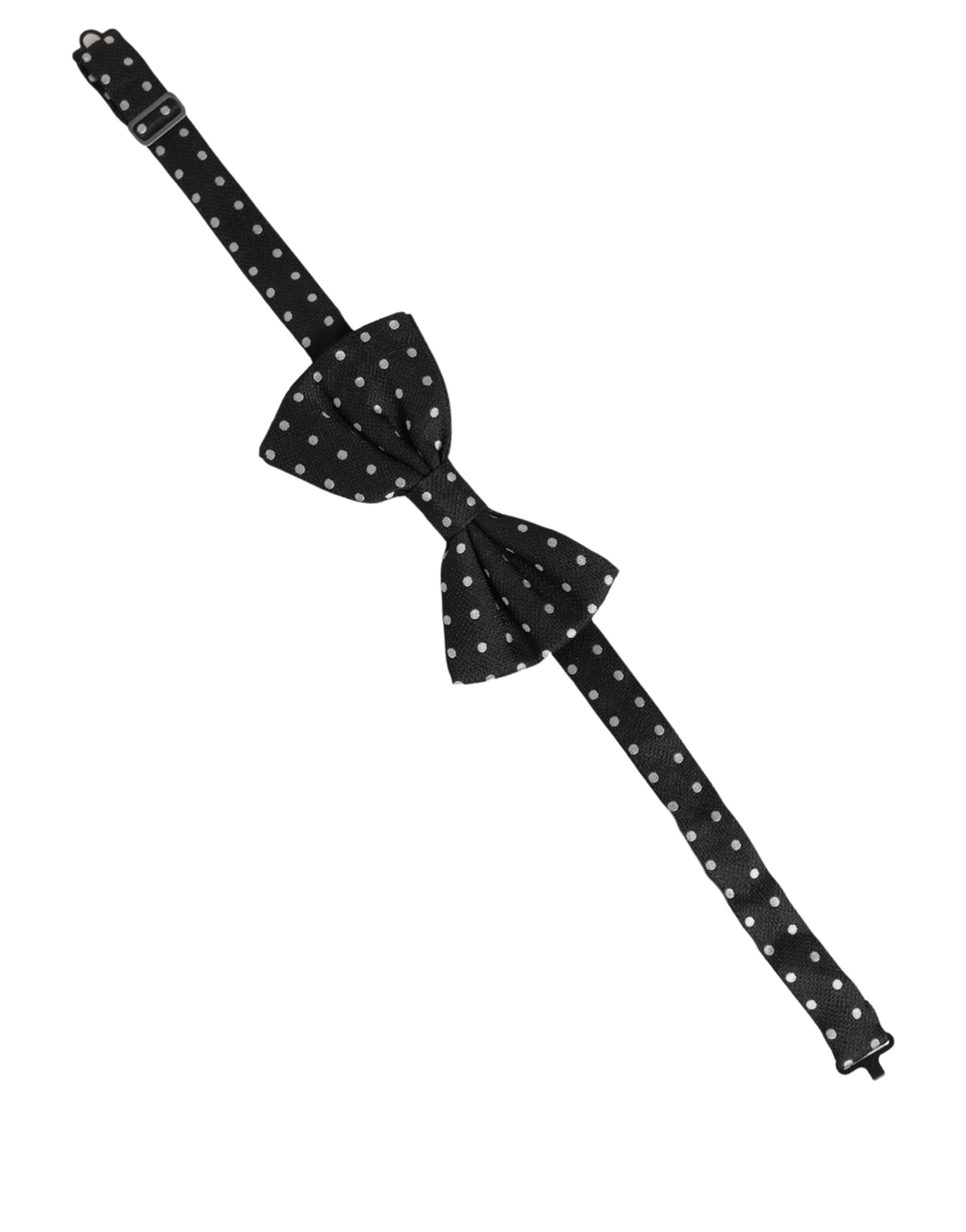 Dolce & Gabbana Schwarze und weiße gepunktete, verstellbare Papillon-Fliege