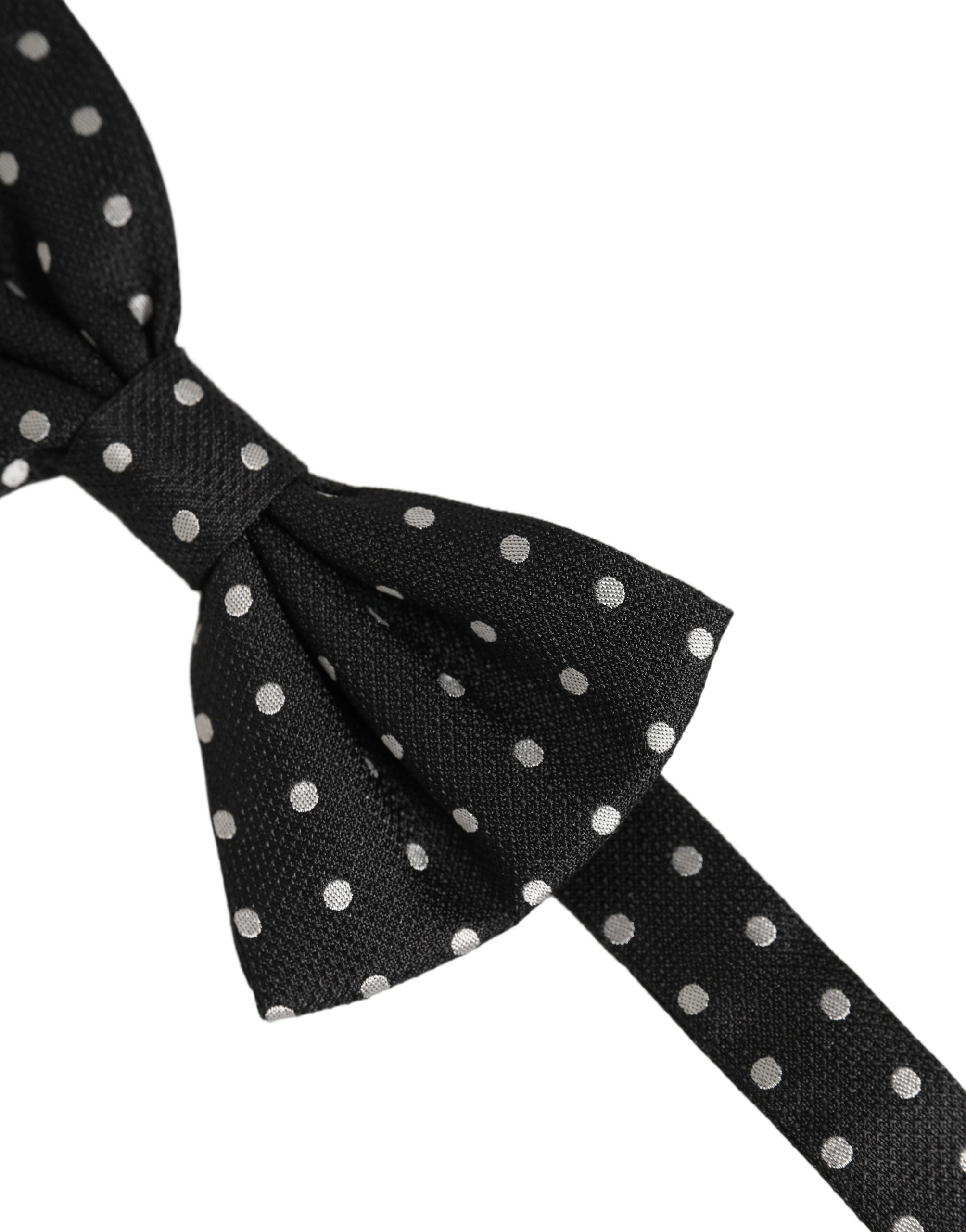 Dolce & Gabbana Schwarze und weiße gepunktete, verstellbare Papillon-Fliege