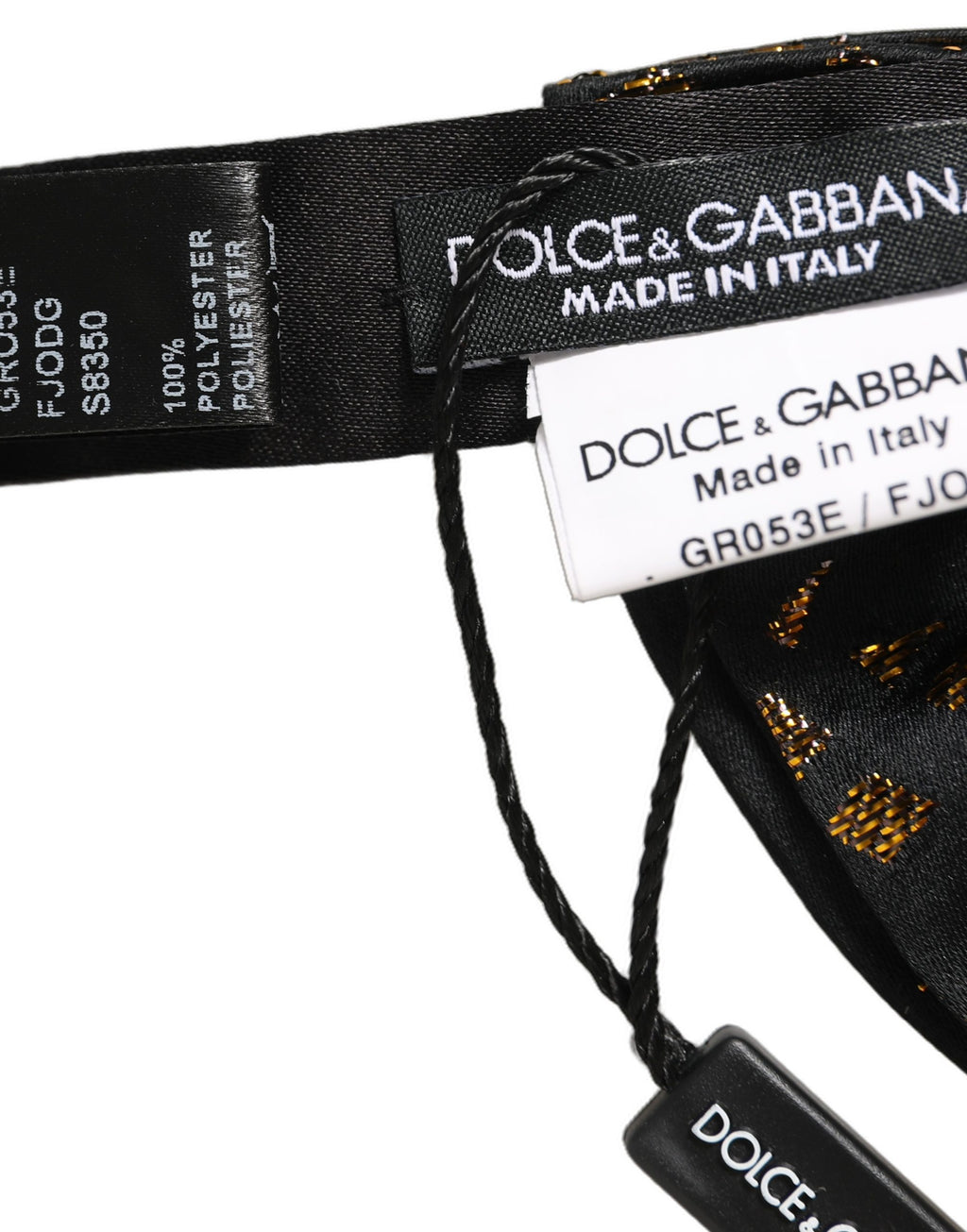 Dolce & Gabbana Schwarze Fliege mit Gold-Sprenkelmuster und verstellbarem Band