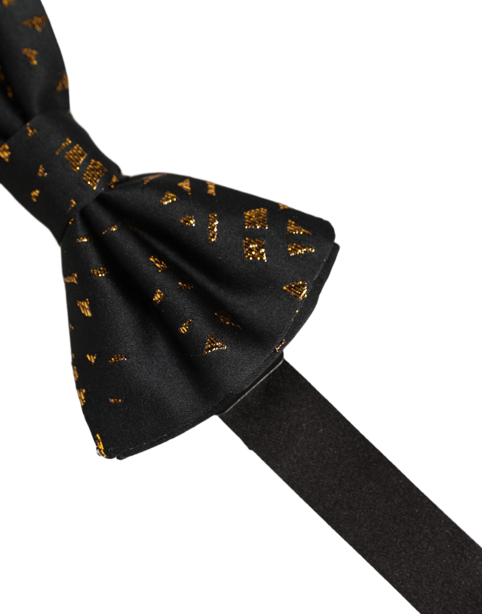 Dolce & Gabbana Schwarze Fliege mit Gold-Sprenkelmuster und verstellbarem Band