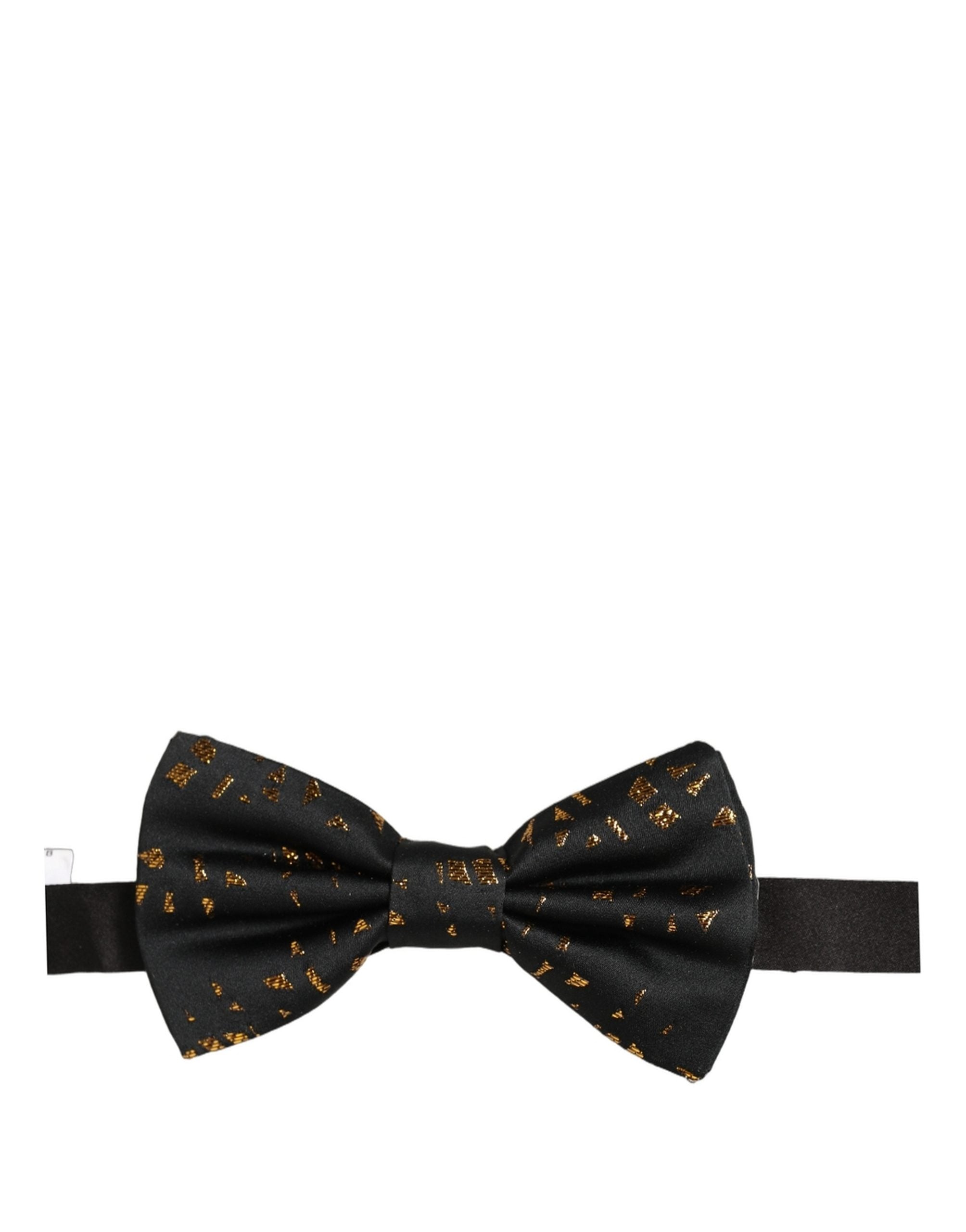 Dolce & Gabbana Schwarze Fliege mit Gold-Sprenkelmuster und verstellbarem Band