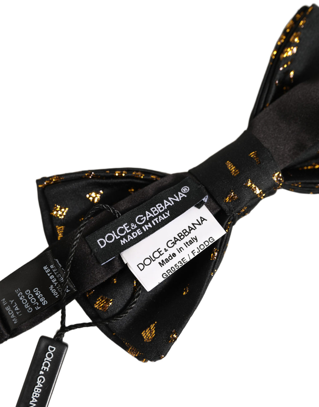 Dolce & Gabbana Schwarze Fliege mit Gold-Sprenkelmuster und verstellbarem Band
