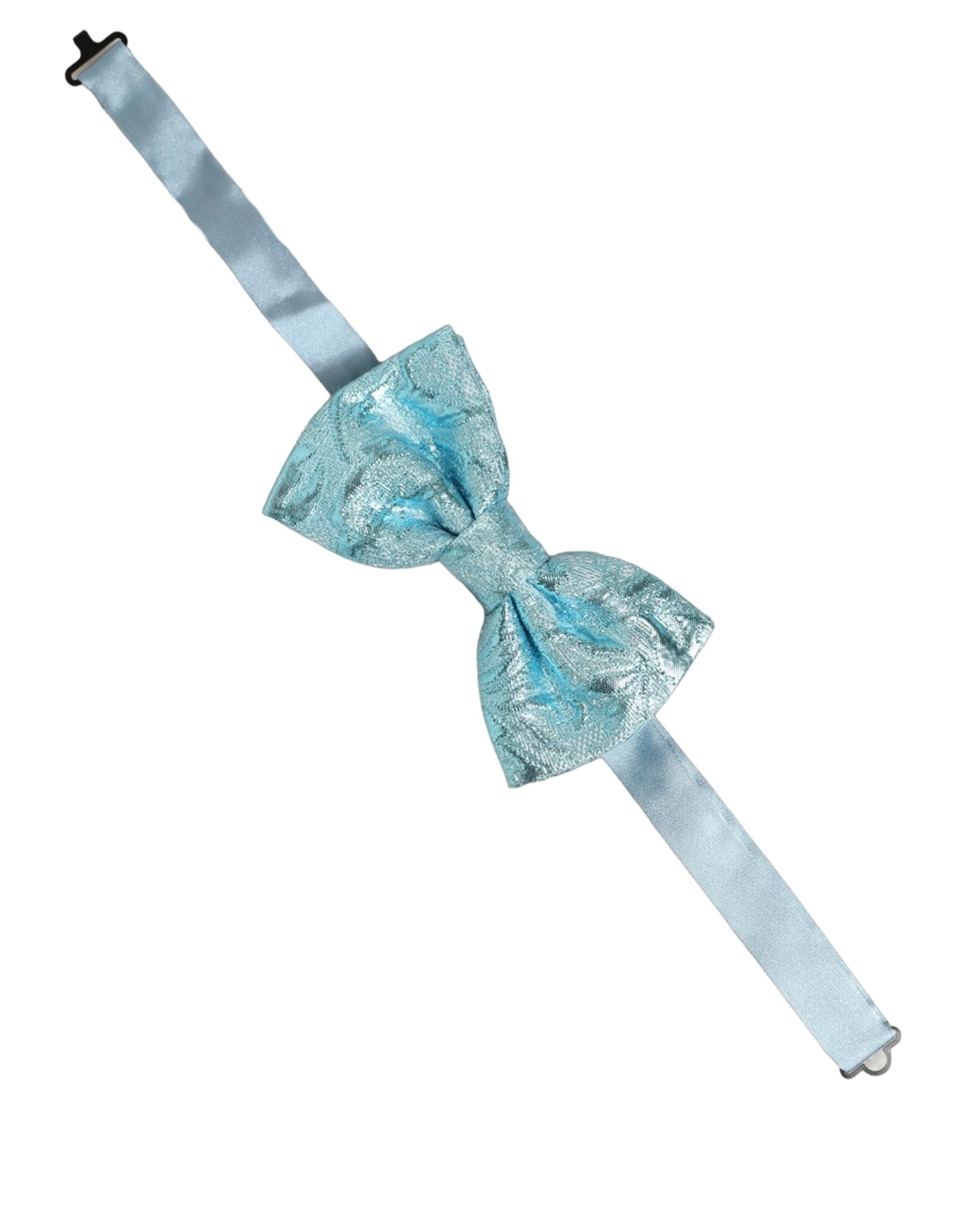Dolce & Gabbana Hellblaue Seidenkrawatte mit Blumenmuster und verstellbarem Verschluss