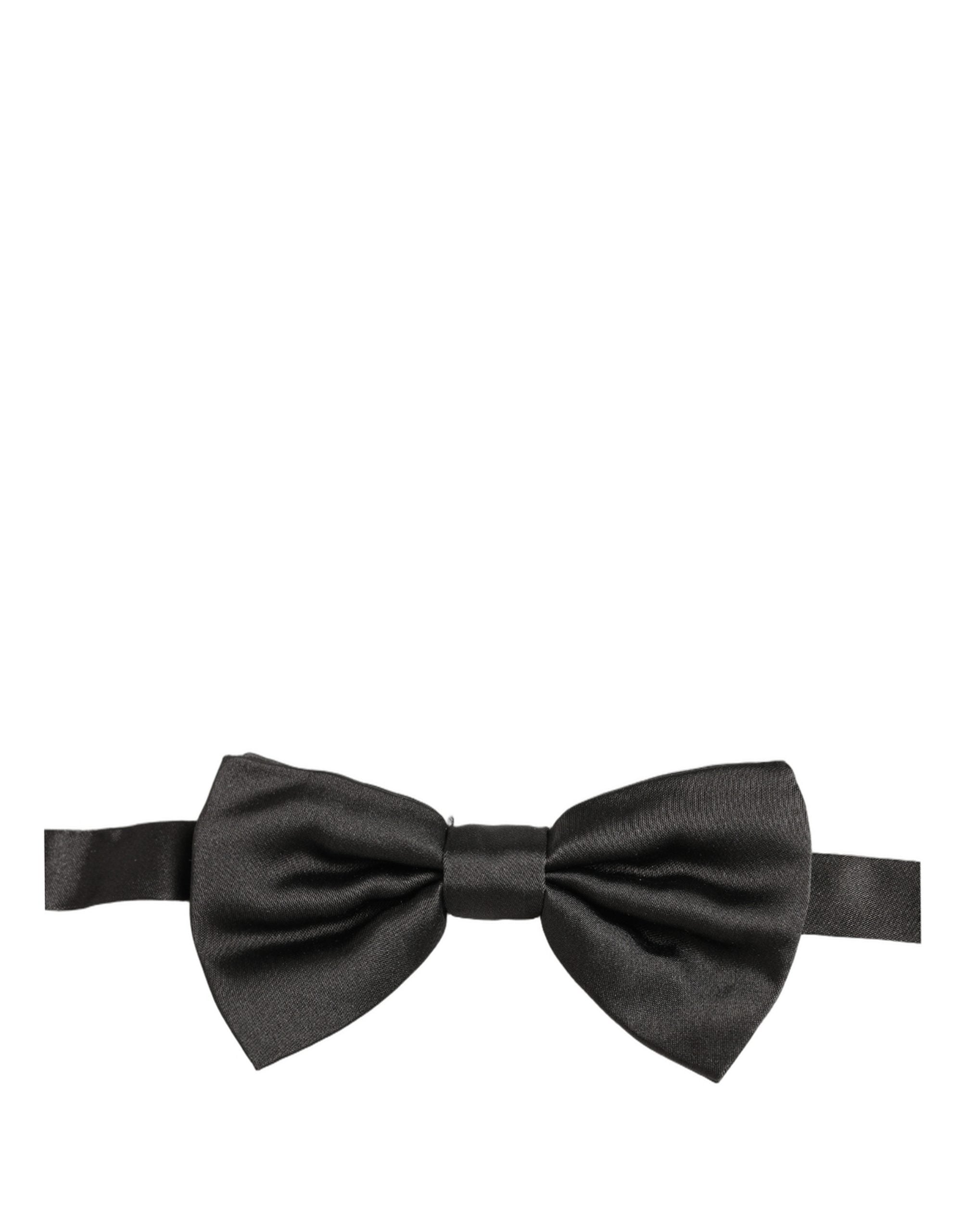 Dolce & Gabbana Herren Schwarze 100% Seide Verstellbare Krawatte Fliege