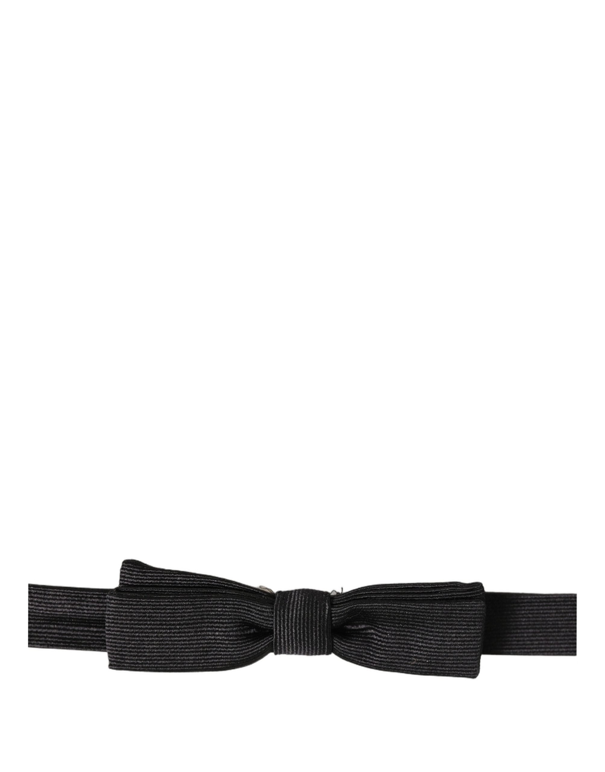 Dolce & Gabbana Herren Schwarze 100% Seide Verstellbare Hals Papillon Fliege