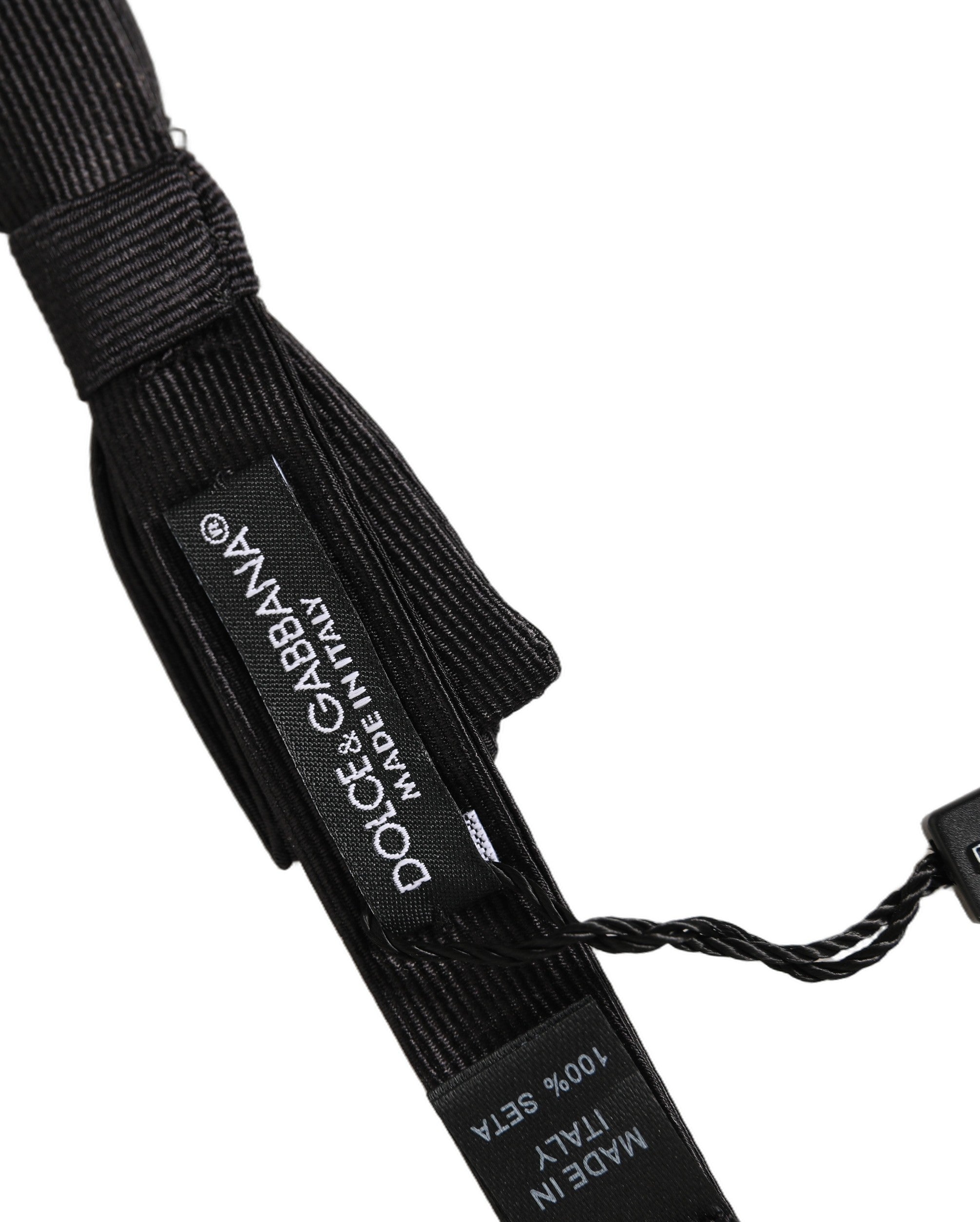 Dolce & Gabbana Herren Schwarze 100% Seide Verstellbare Hals Papillon Fliege