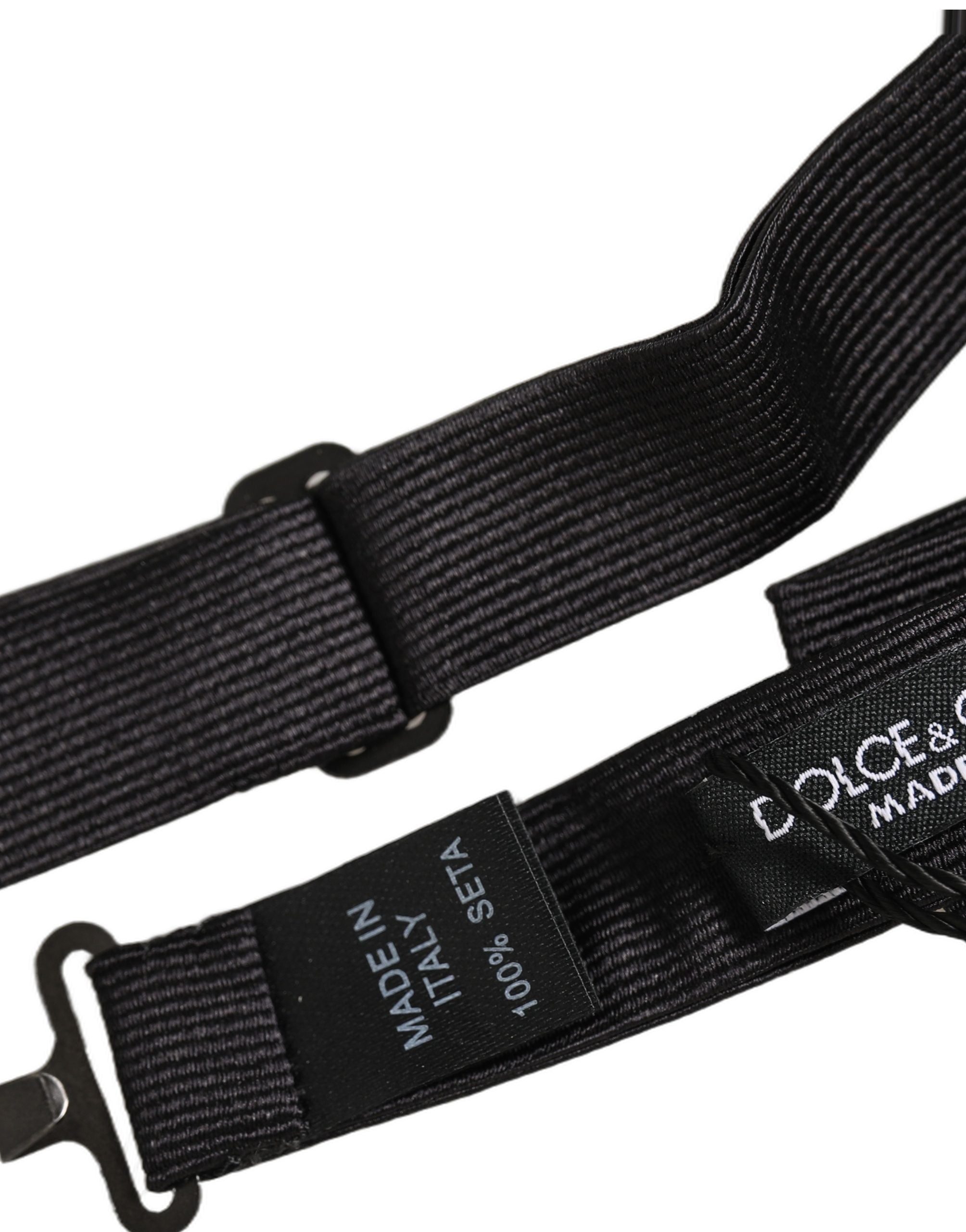 Dolce & Gabbana Herren Schwarze 100% Seide Verstellbare Hals Papillon Fliege