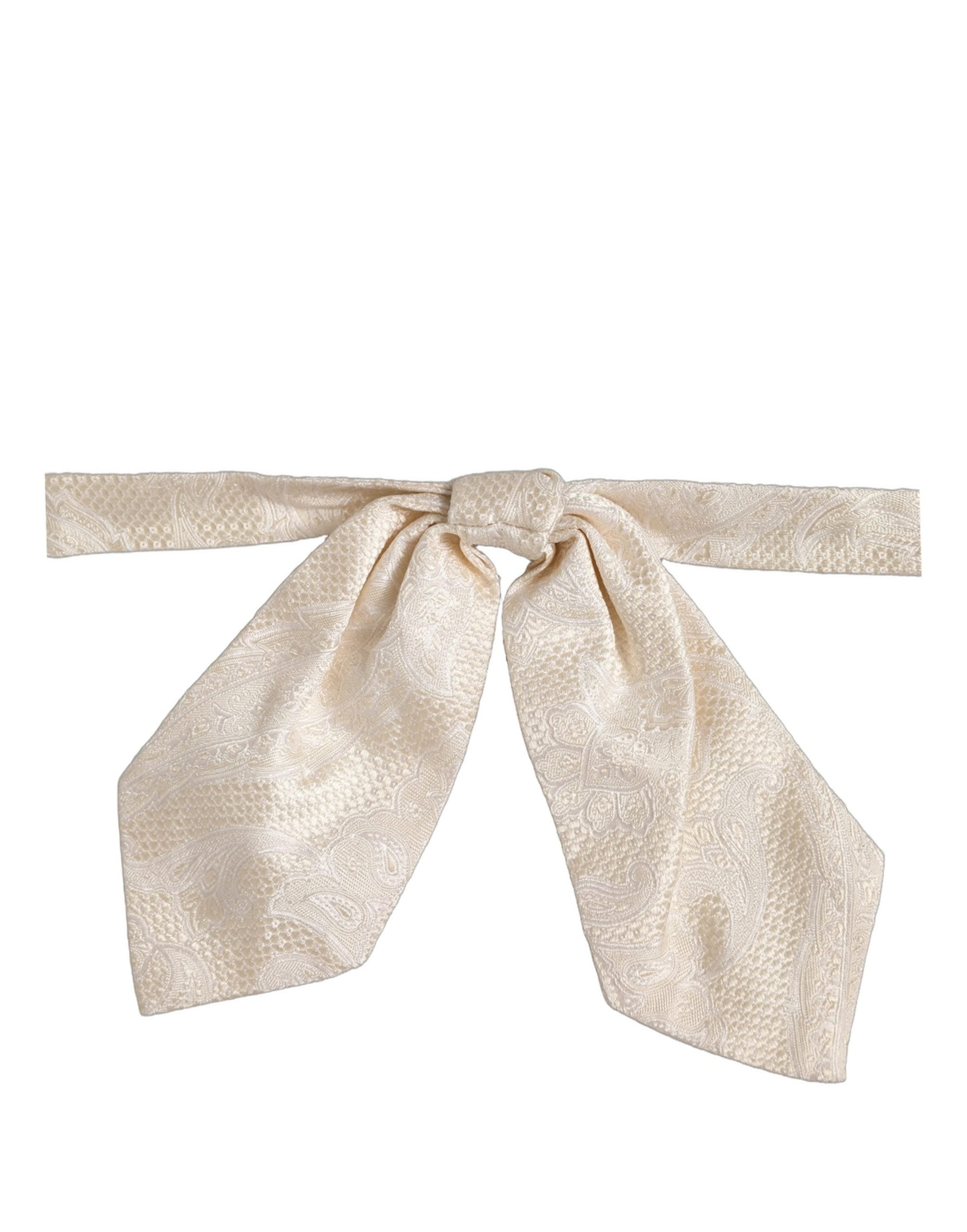 Dolce & Gabbana Herren Fliege Elfenbein Paisley Seide Verstellbar