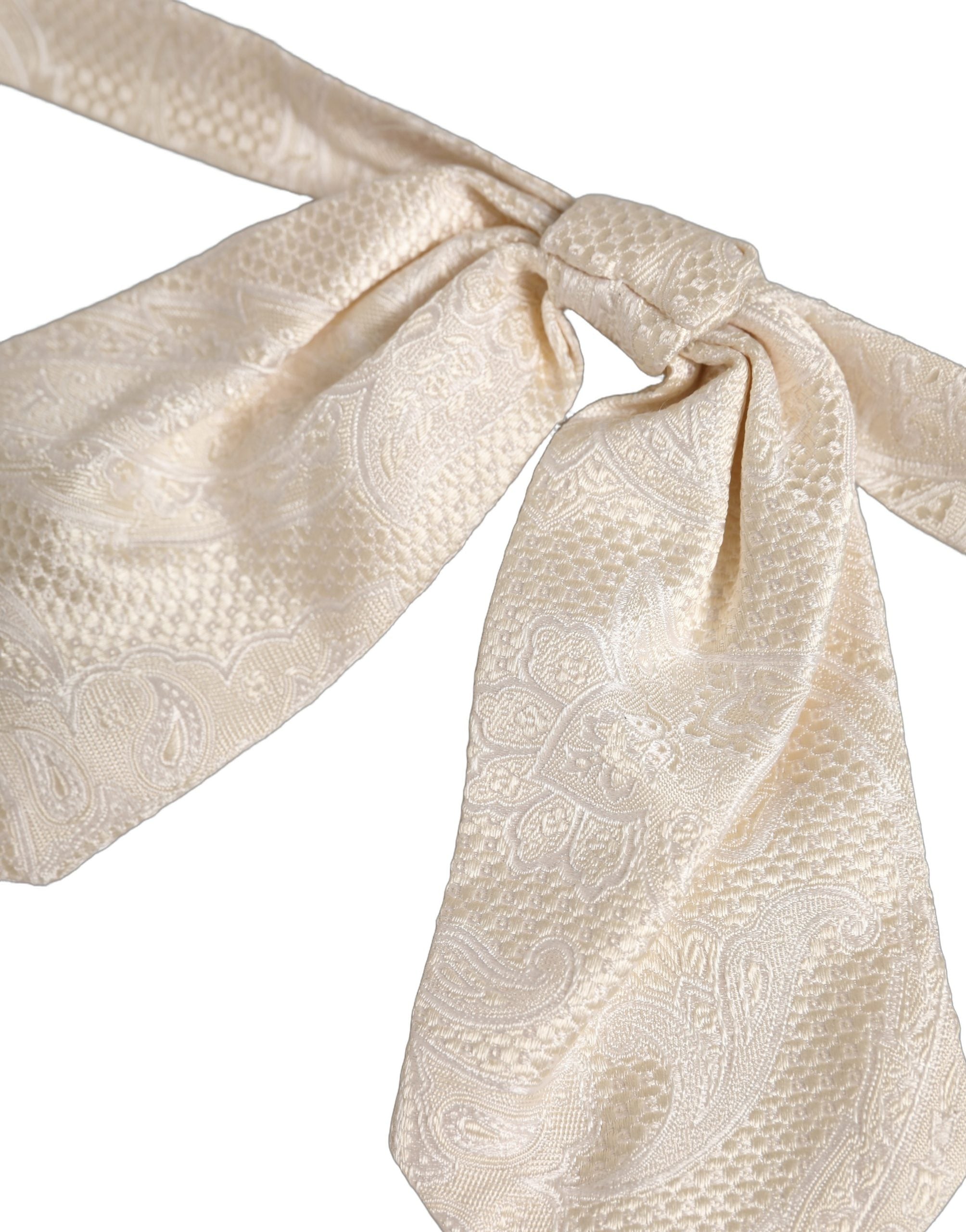 Dolce & Gabbana Herren Fliege Elfenbein Paisley Seide Verstellbar