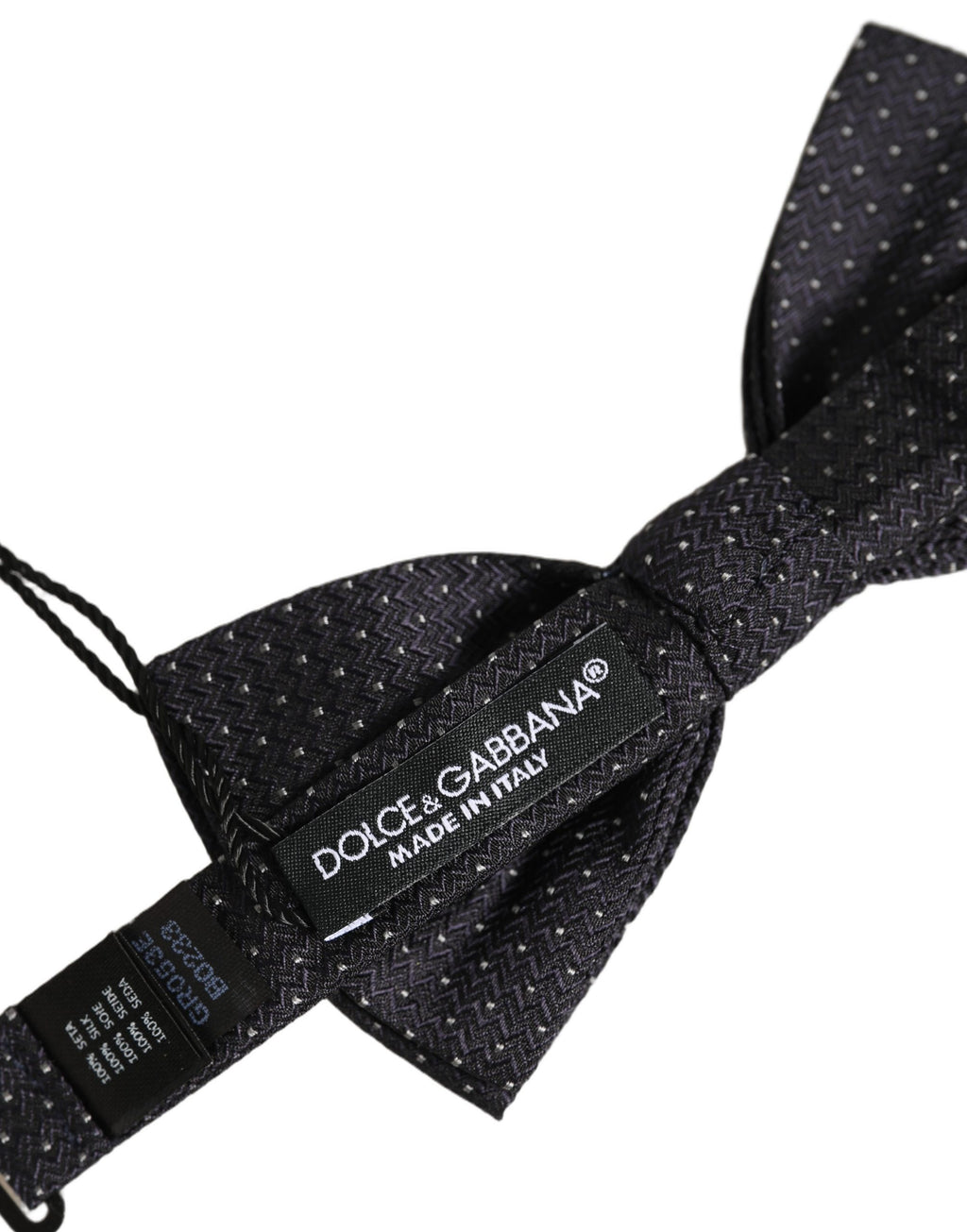 Dolce & Gabbana Schwarze und weiße gepunktete, verstellbare Papillon-Fliege
