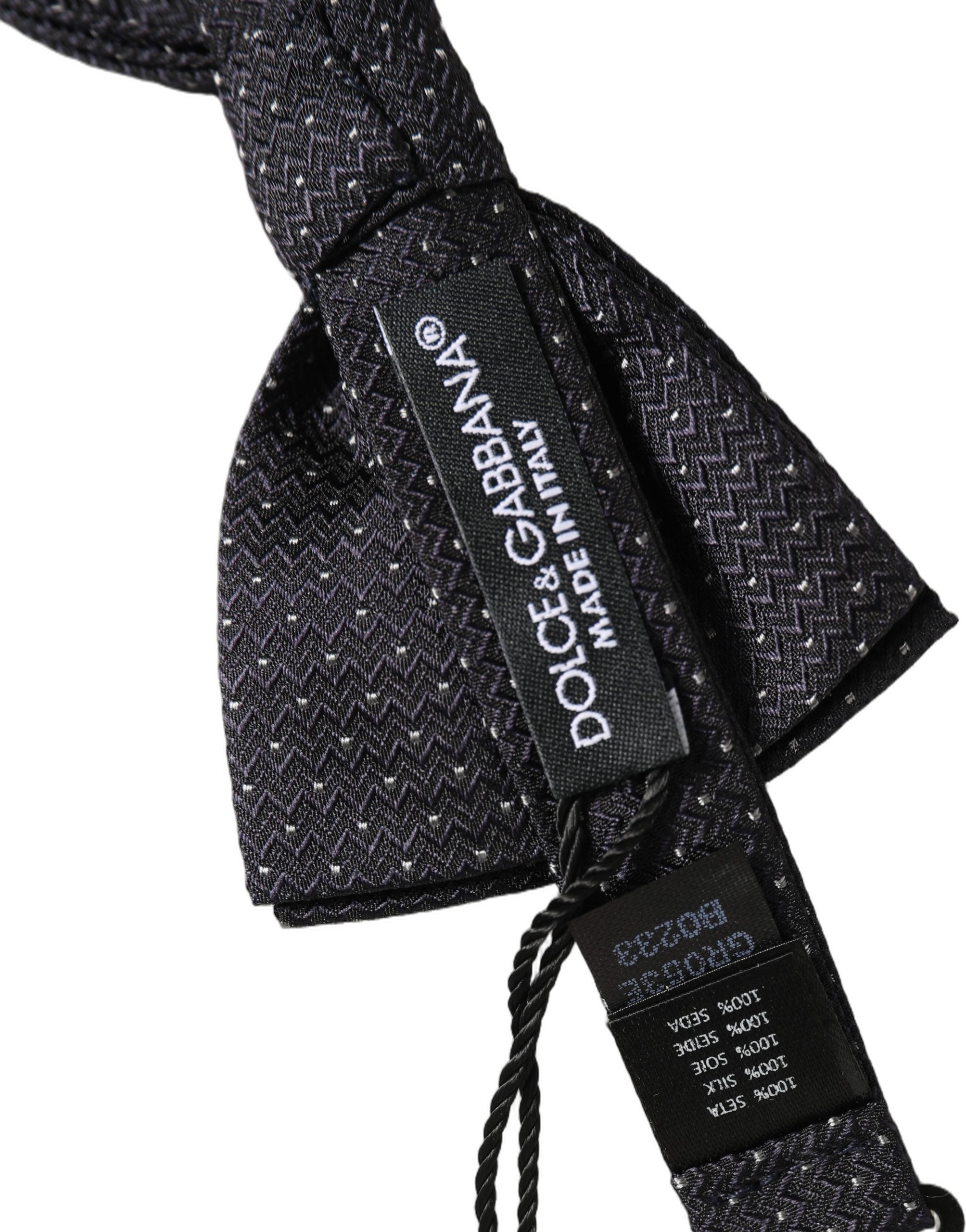 Dolce & Gabbana Schwarze und weiße gepunktete, verstellbare Papillon-Fliege