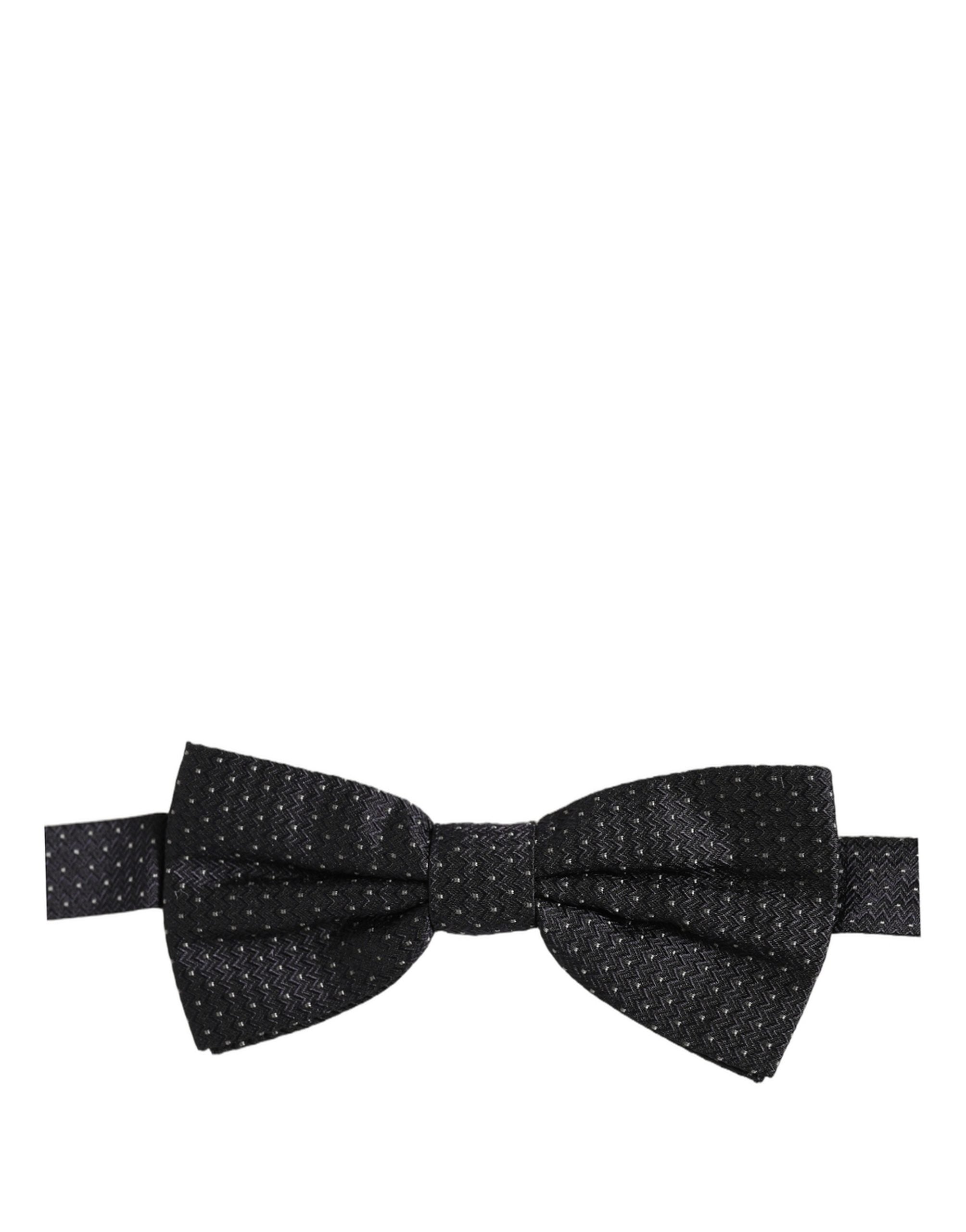 Dolce & Gabbana Schwarze und weiße gepunktete, verstellbare Papillon-Fliege