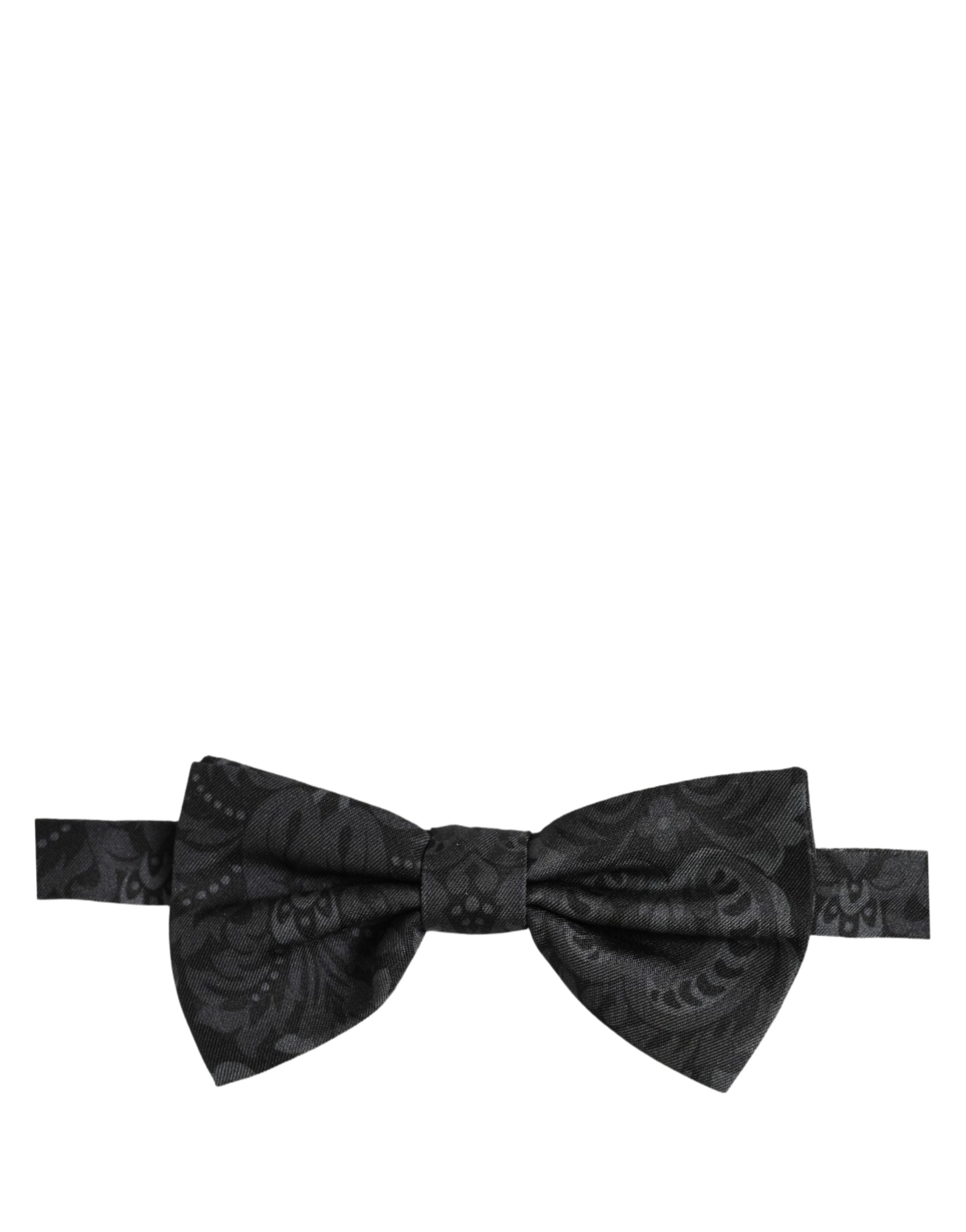 Dolce & Gabbana Herren Schwarze Paisley Seide Verstellbare Krawatte Papillon Fliege