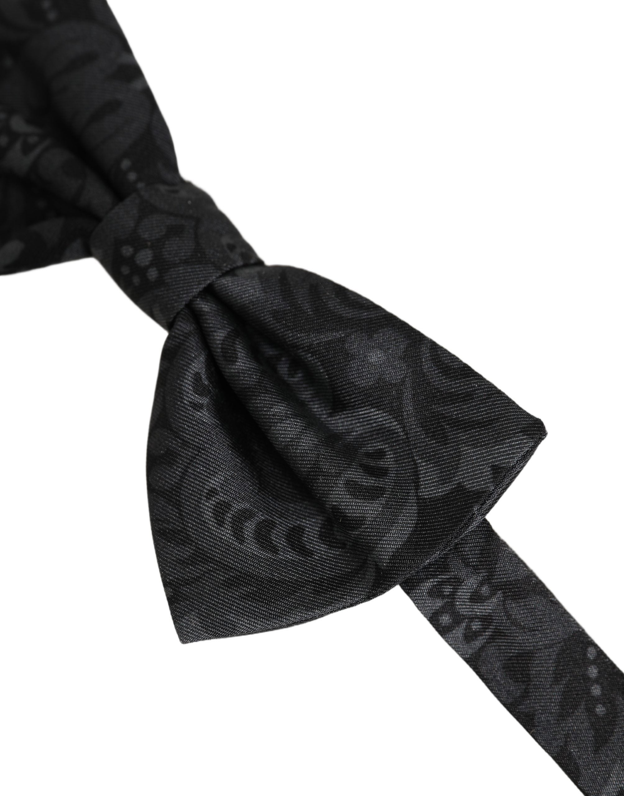 Dolce & Gabbana Herren Schwarze Paisley Seide Verstellbare Krawatte Papillon Fliege