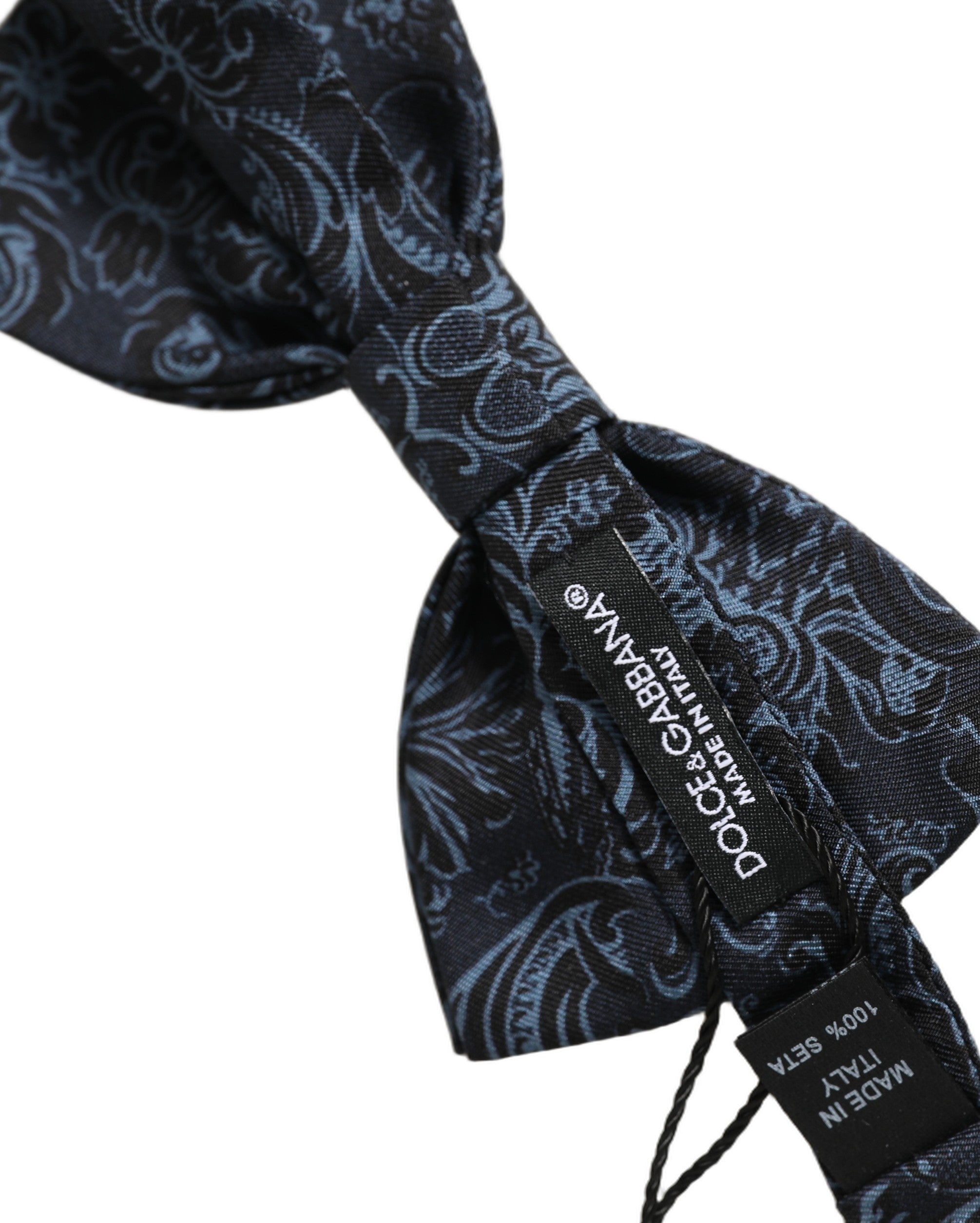 Dolce & Gabbana Herren Fliege Schwarz Blau Paisley Verstellbar