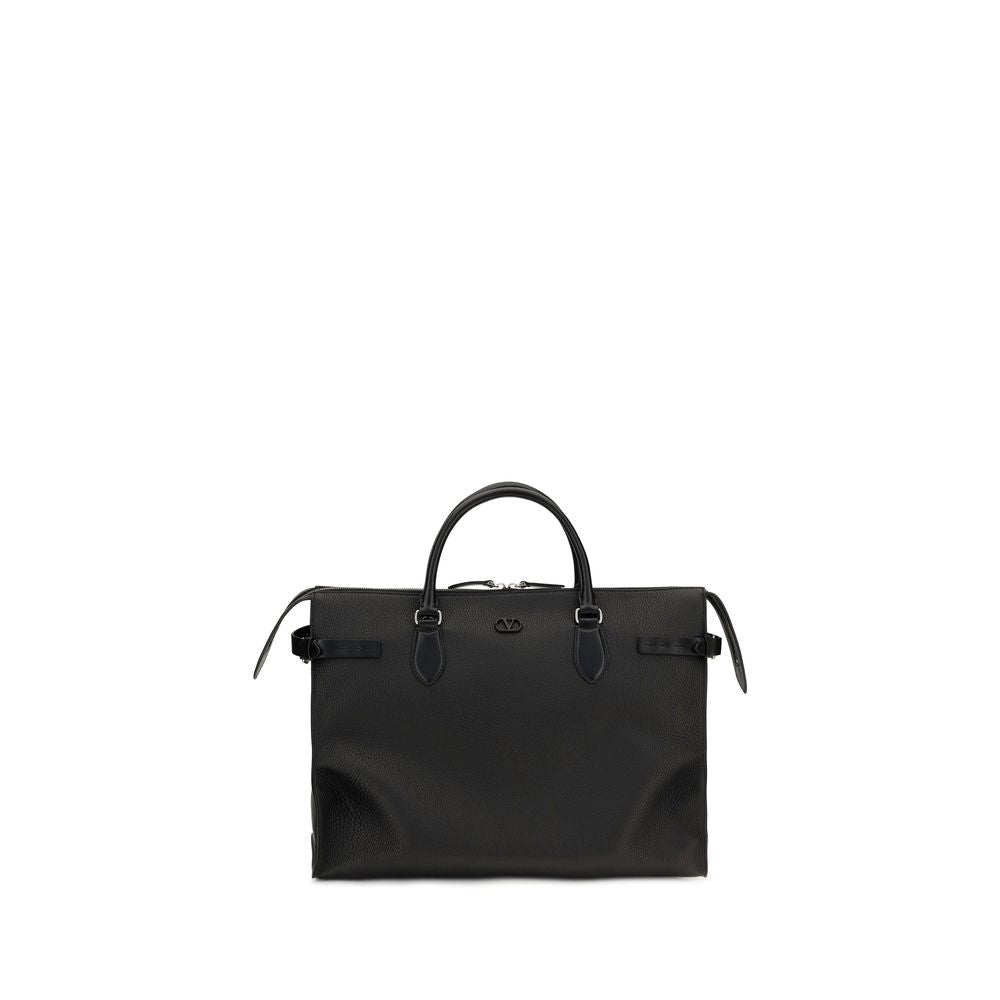 Valentino Garavani Schwarze Bos Taurus Kalbsleder Schultertasche