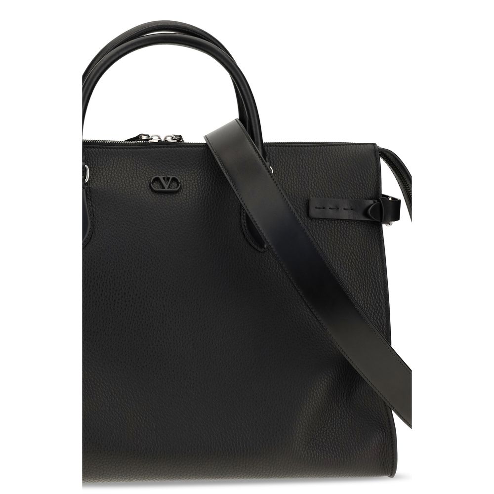 Valentino Garavani Schwarze Bos Taurus Kalbsleder Schultertasche