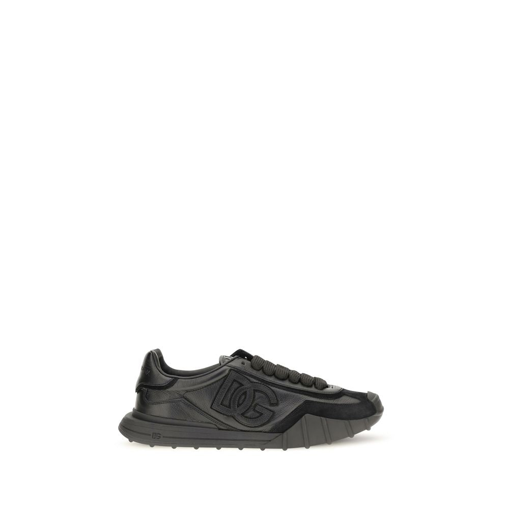 Dolce & Gabbana Schwarze Bos Taurus Kalbsleder Sneaker