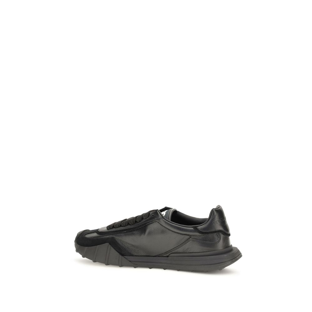 Dolce & Gabbana Schwarze Bos Taurus Kalbsleder Sneaker