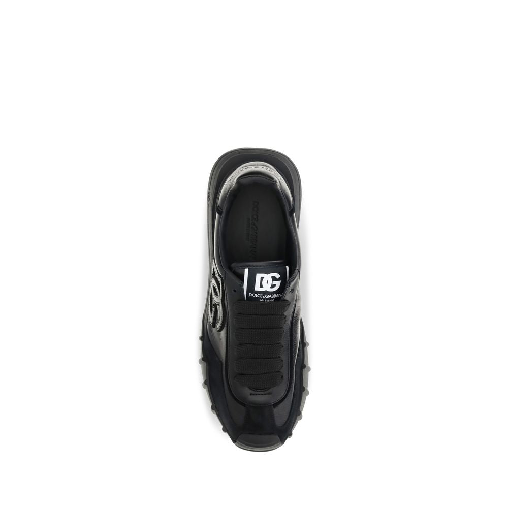 Dolce & Gabbana Schwarze Bos Taurus Kalbsleder Sneaker