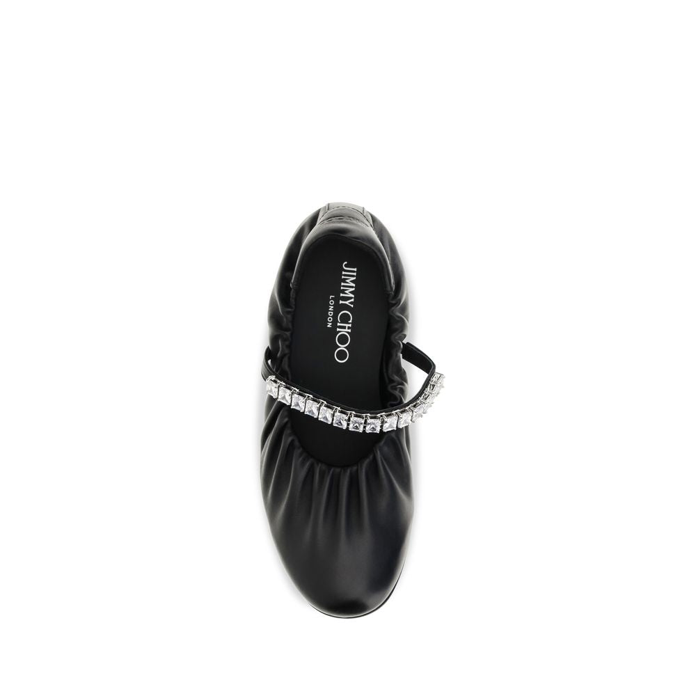 Jimmy Choo Schwarze Ballerinas aus Kalbsleder Bos Taurus