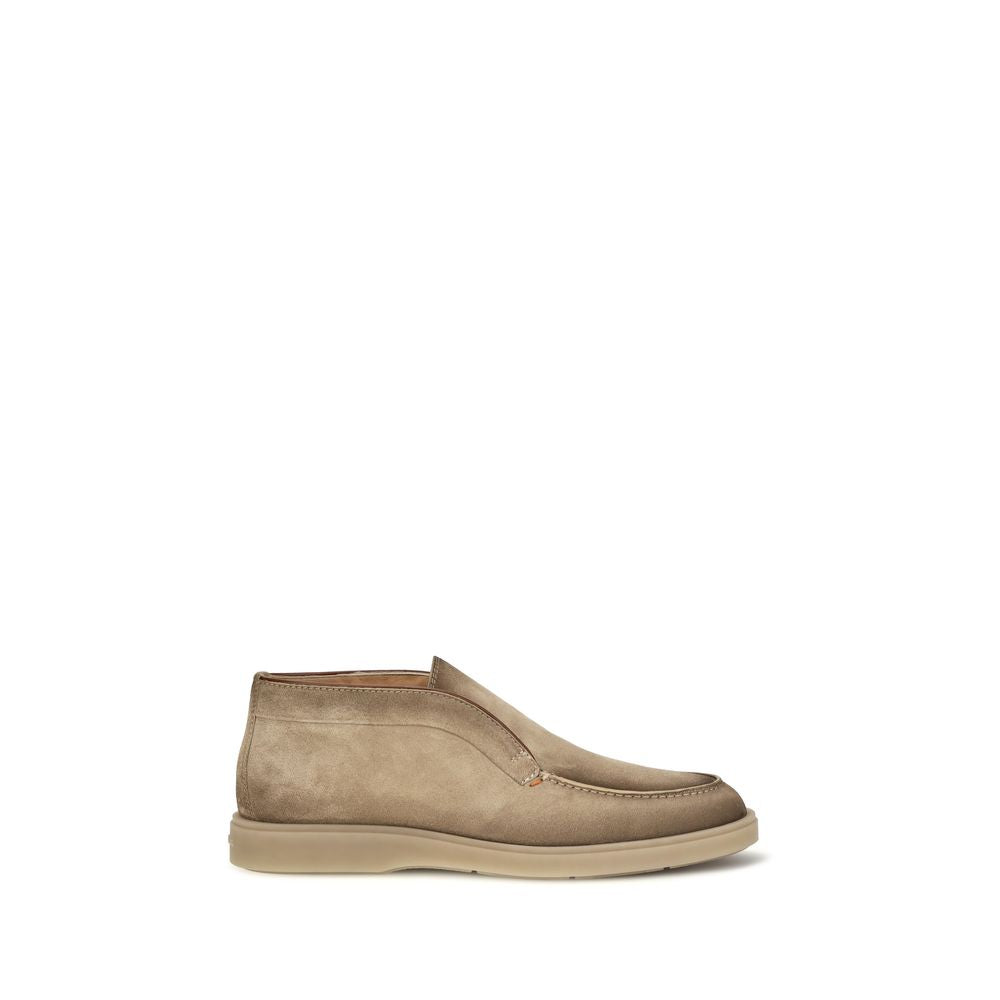 Santoni Beige Wildleder-Loafer zum Hineinschlüpfen