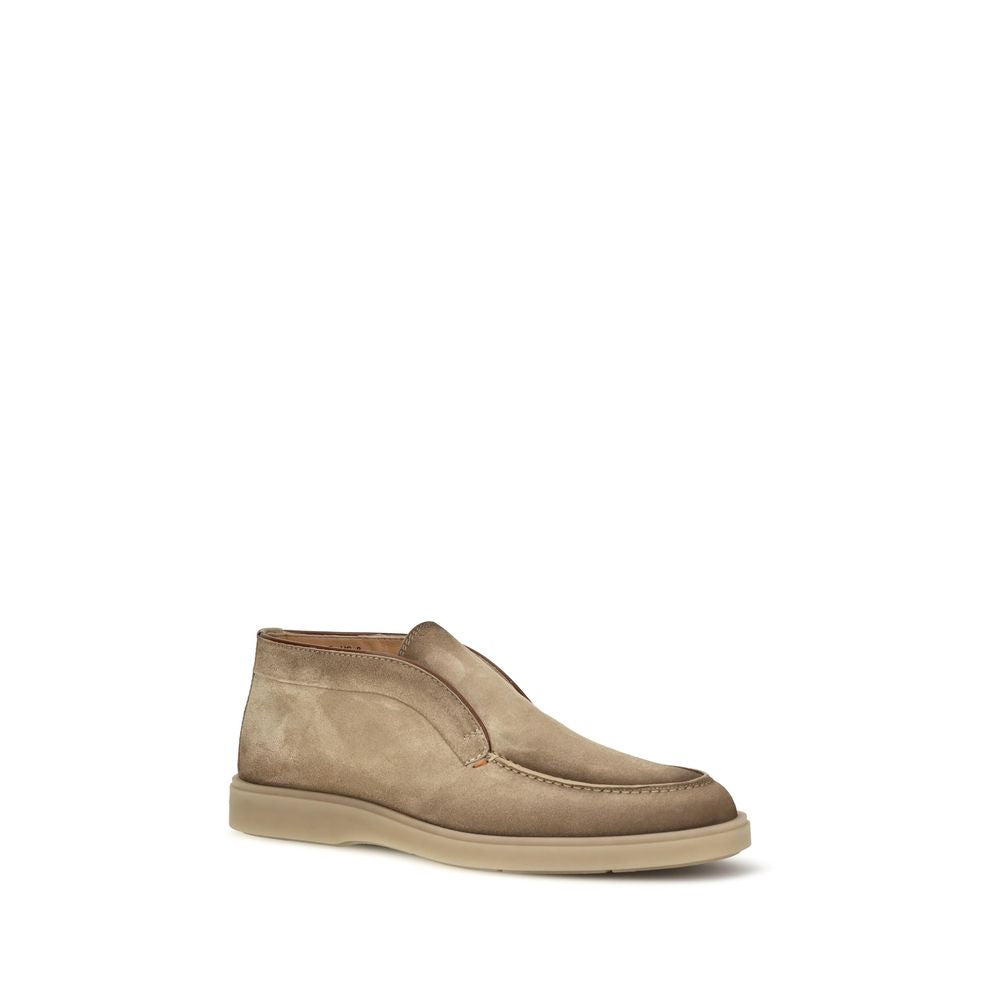Santoni Beige Wildleder-Loafer zum Hineinschlüpfen