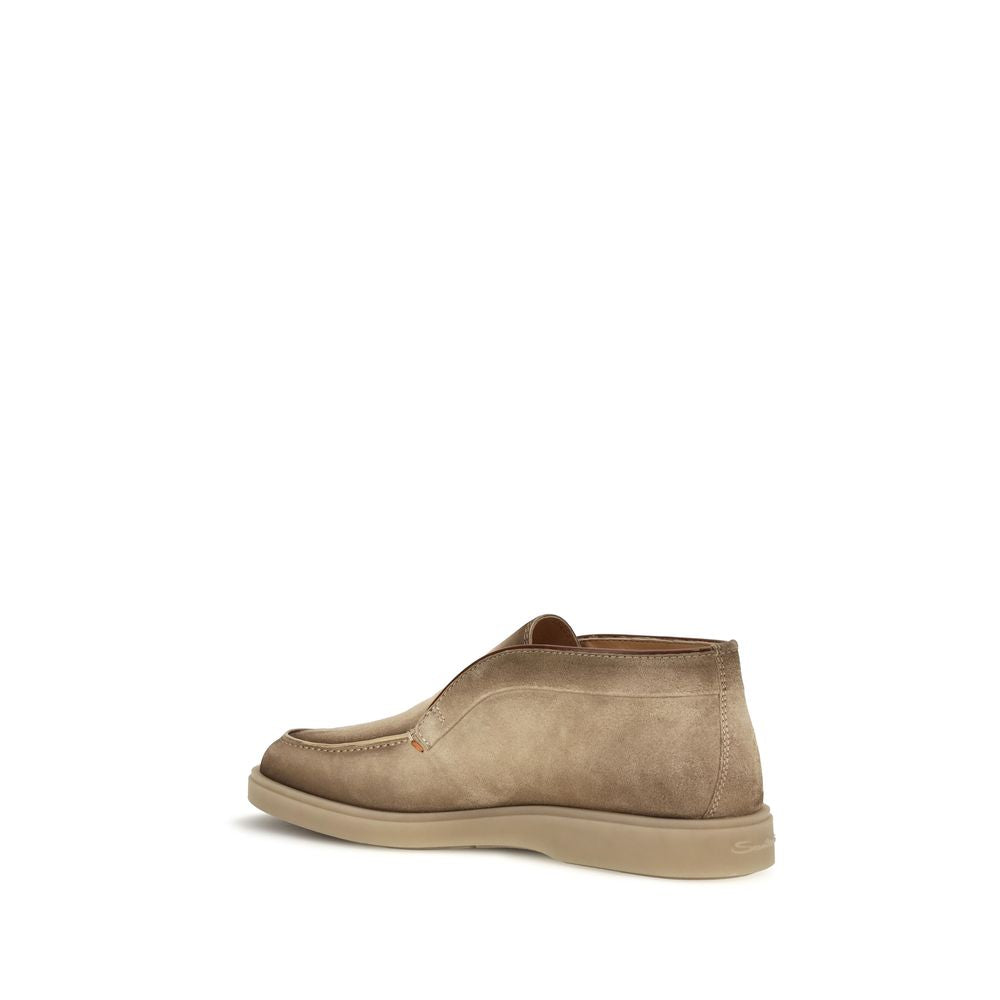 Santoni Beige Wildleder-Loafer zum Hineinschlüpfen