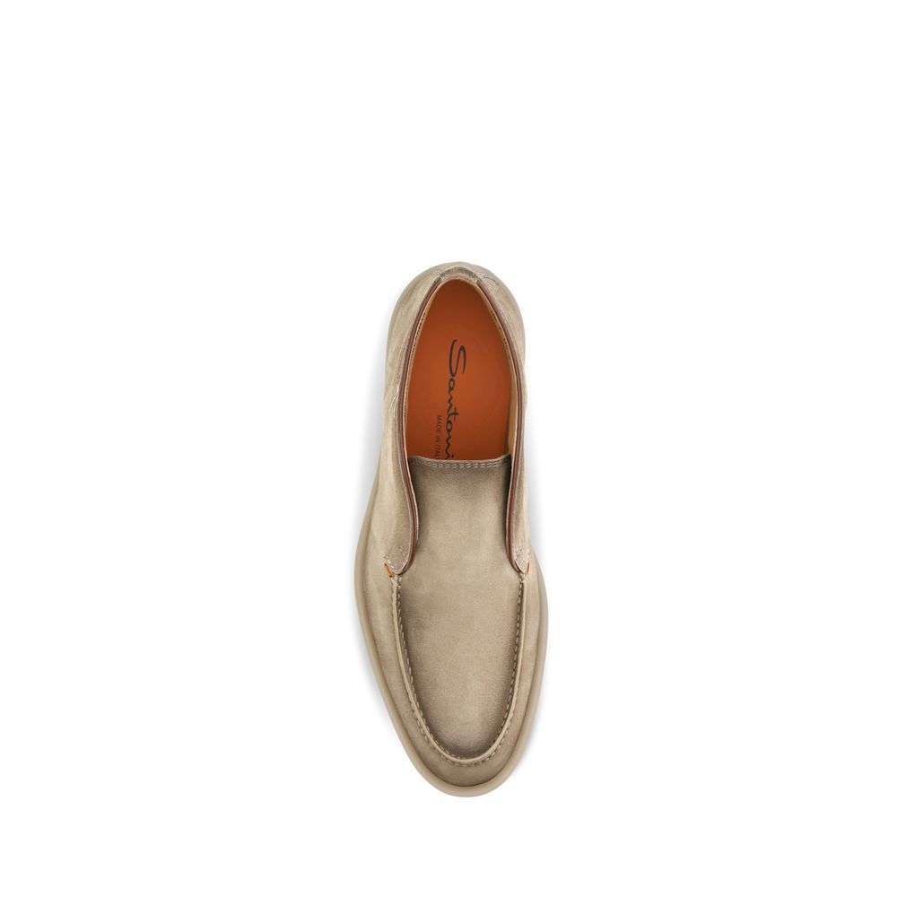 Santoni Beige Wildleder-Loafer zum Hineinschlüpfen