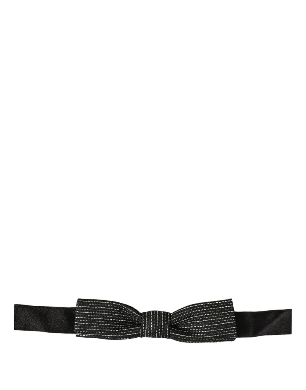 Dolce & Gabbana Herren Fliege Schwarz Silber Gerippt Verstellbar