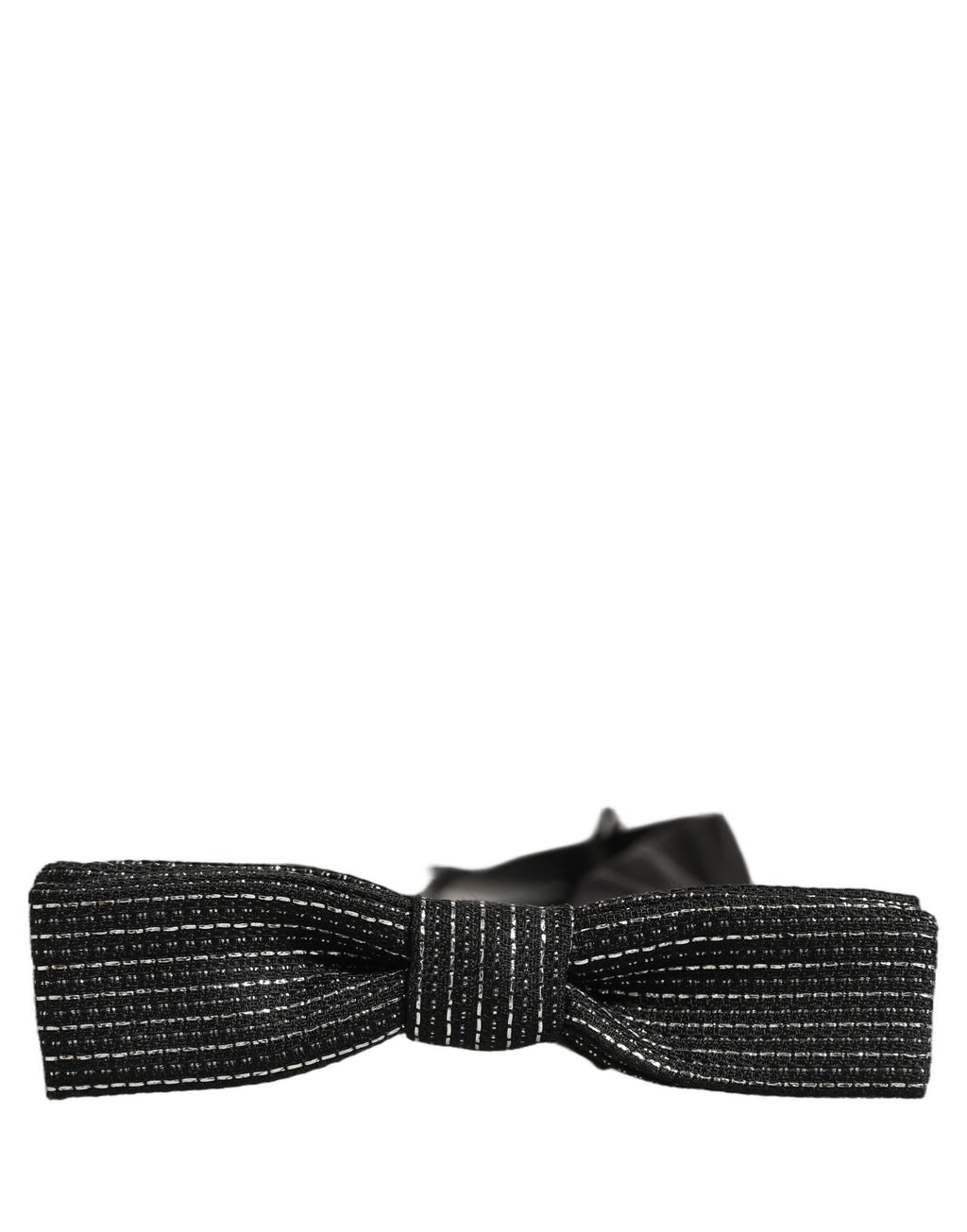 Dolce & Gabbana Herren Fliege Schwarz Silber Gerippt Verstellbar