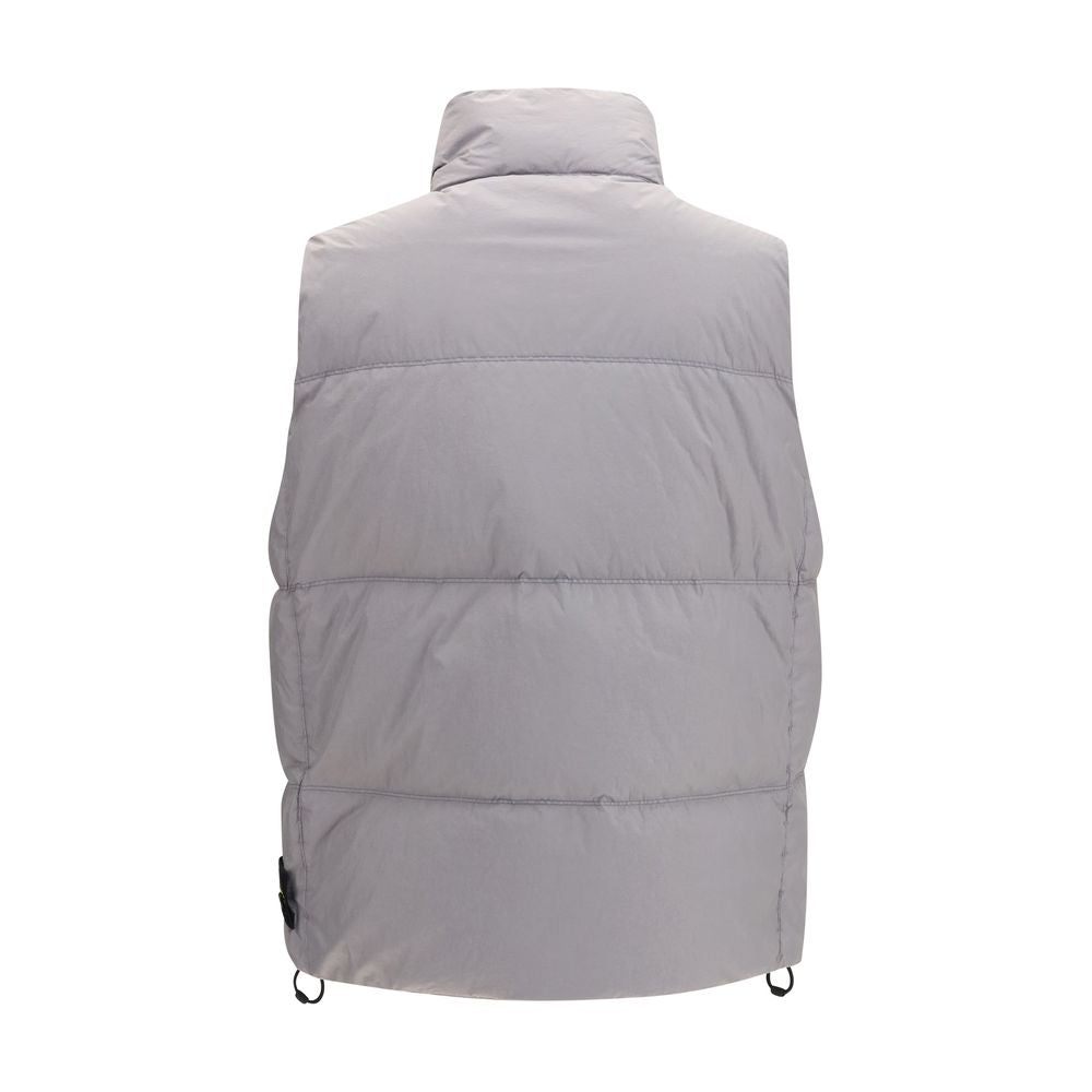 Stone Island Graue Daunen-Steppjacke in voller Länge