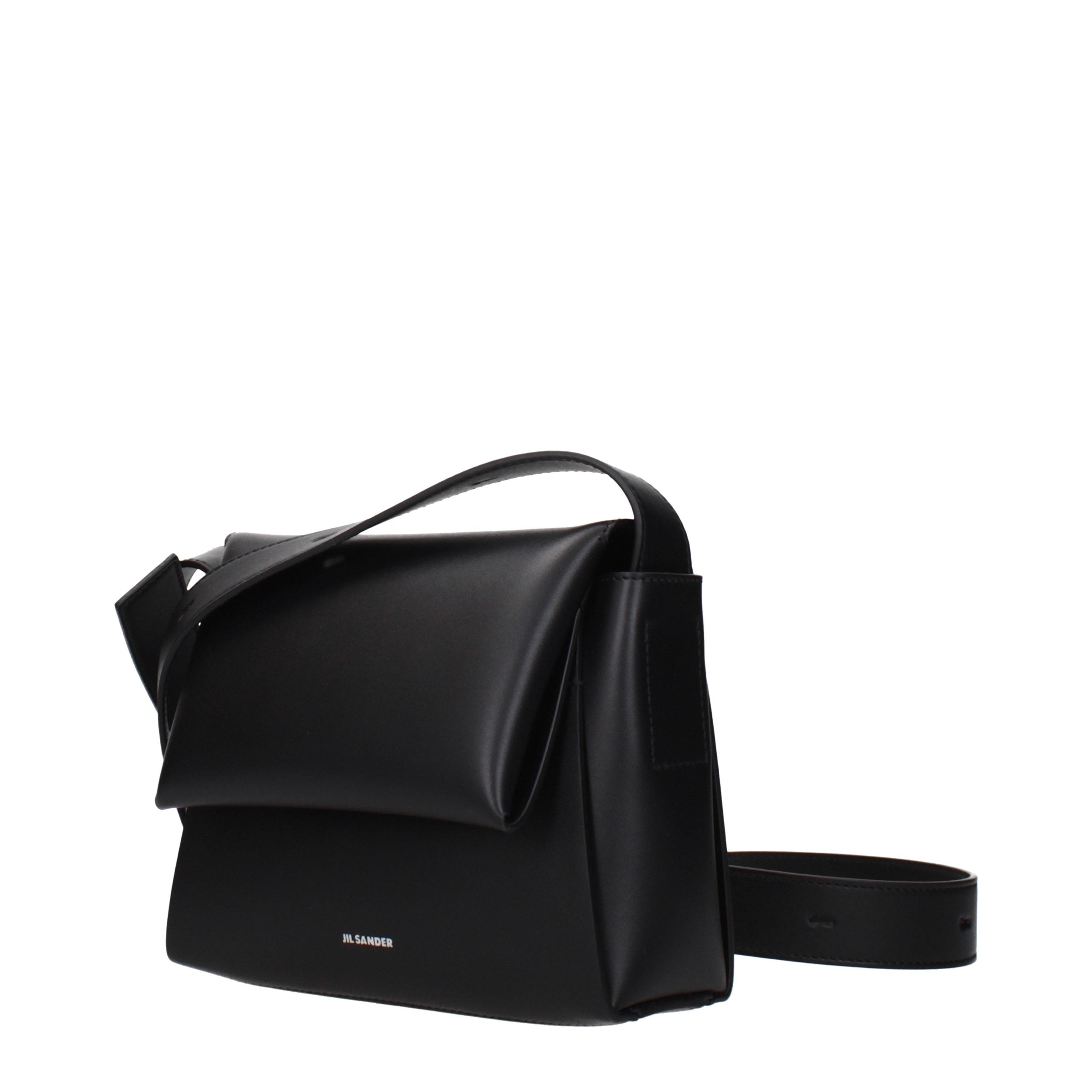 Jil Sander Schwarze Leder Umhängetasche