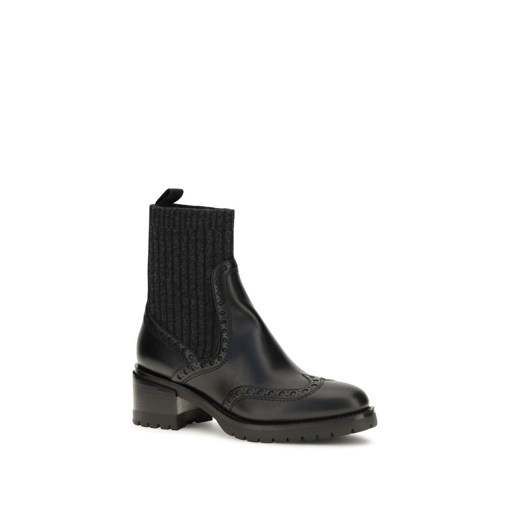 Santoni Schwarze Ankle Boots aus Kalbsleder Bos Taurus