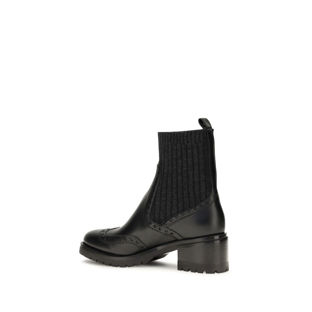 Santoni Schwarze Ankle Boots aus Kalbsleder Bos Taurus